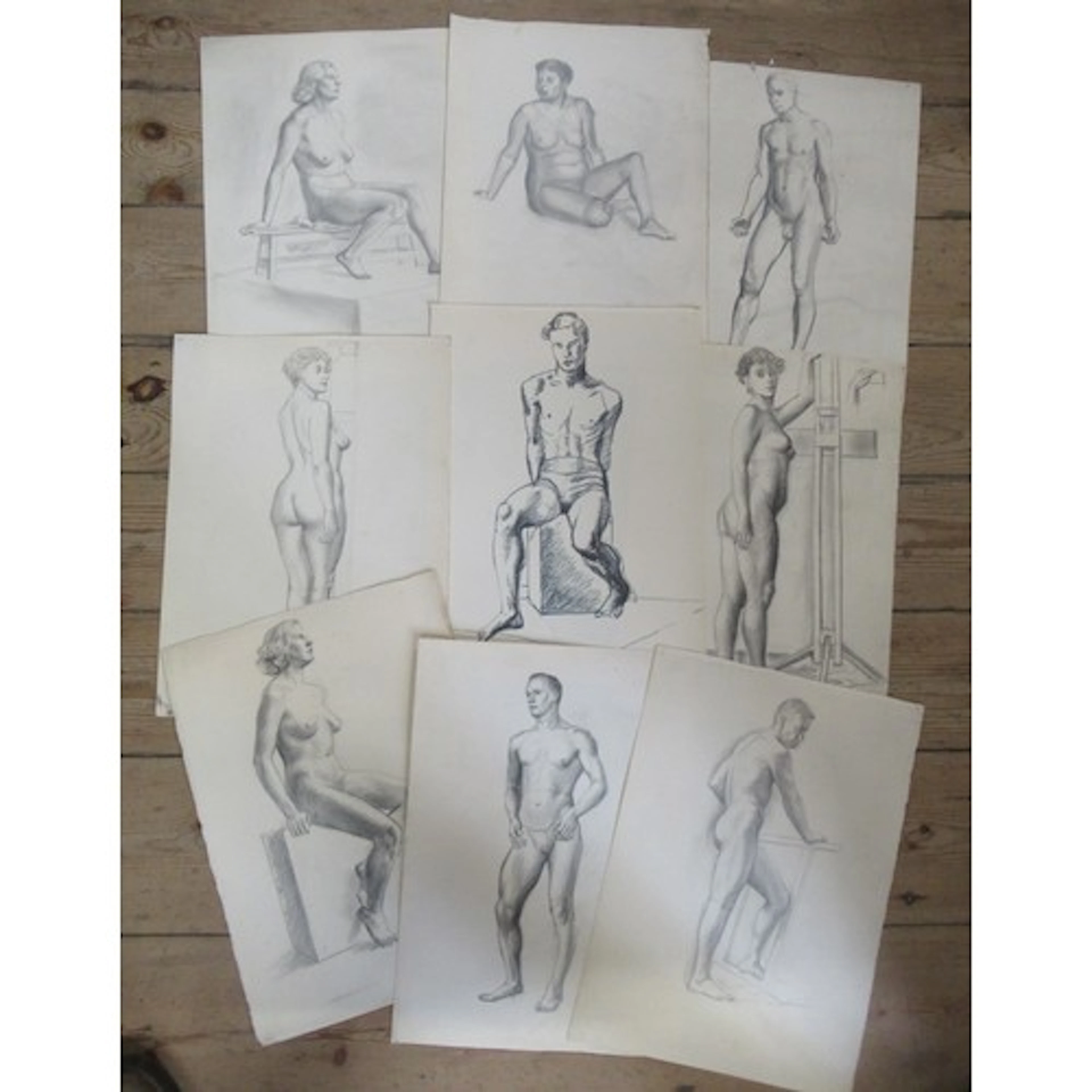 James Cleaver ARCA pencil drawings collection of Nude Studie...
