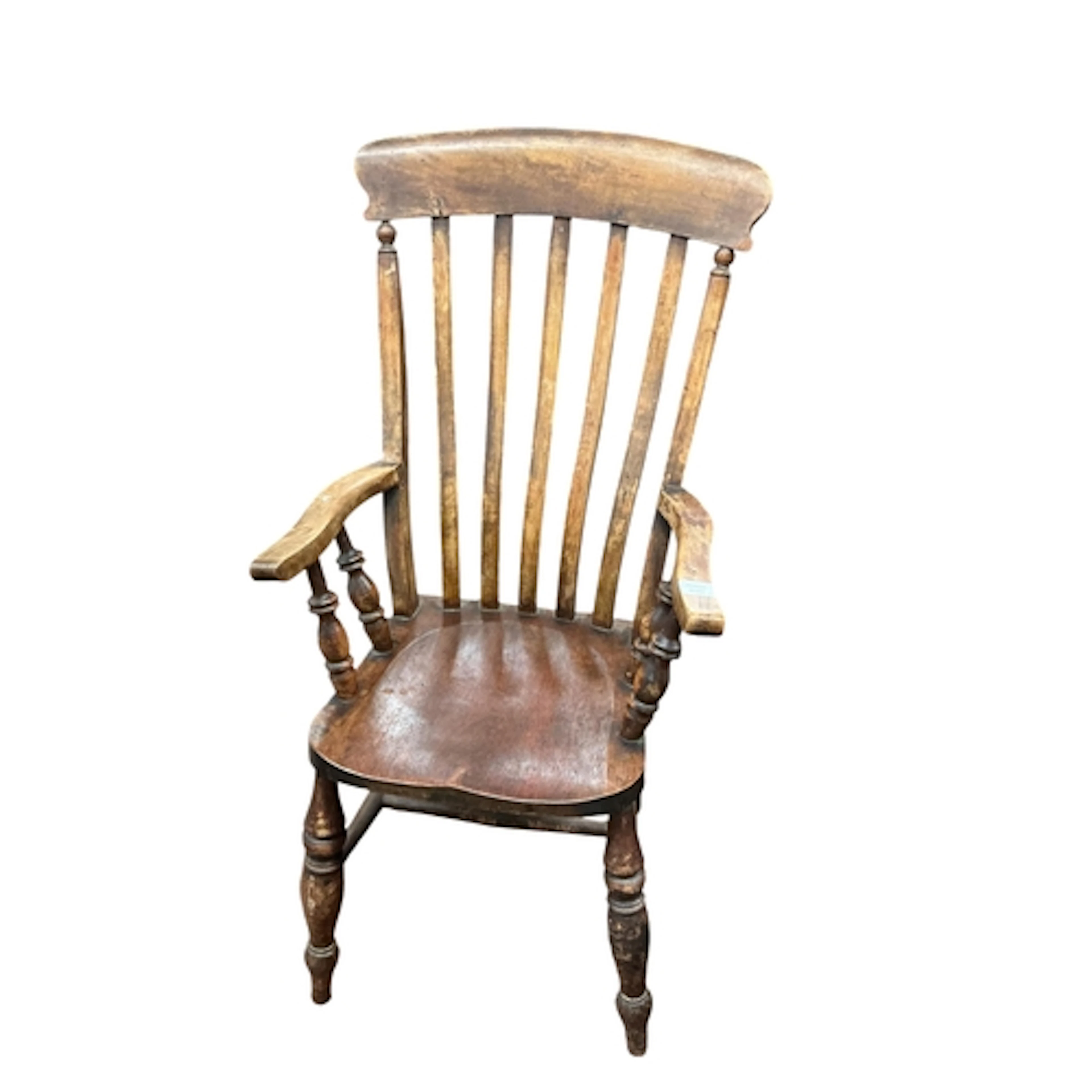 A Victorian beech lathe back Windsor armchair, width 55cm, d...