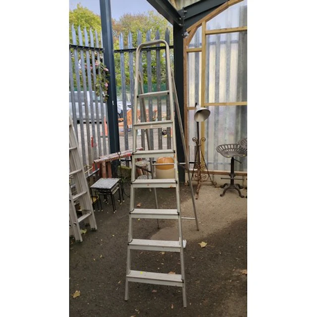 Aluminium folding stepladder.