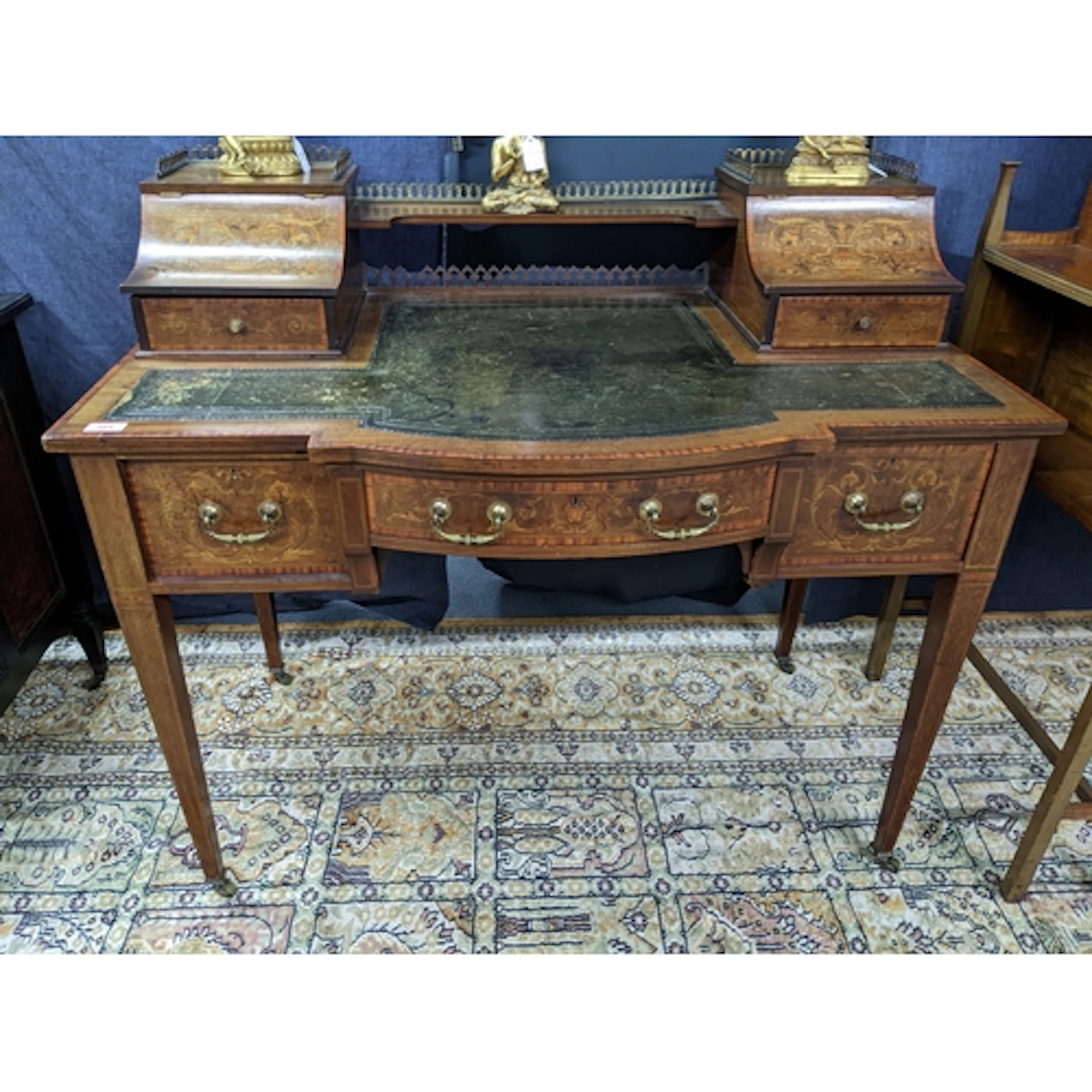 A mid to late Victorian inlaid walnut veneered writing desk,...