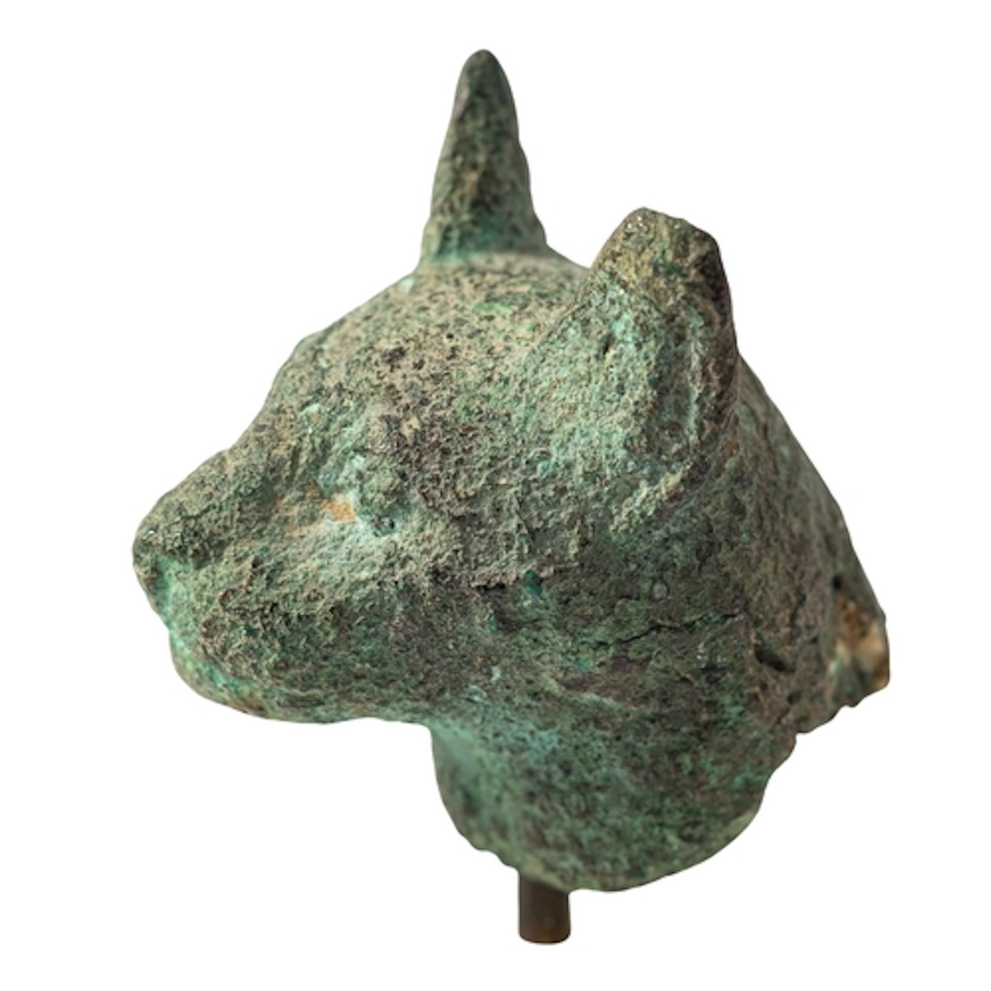 AN EGYPTIAN BRONZE CAT HEAD, LATE PERIOD, CIRCA 664-332 B.C....