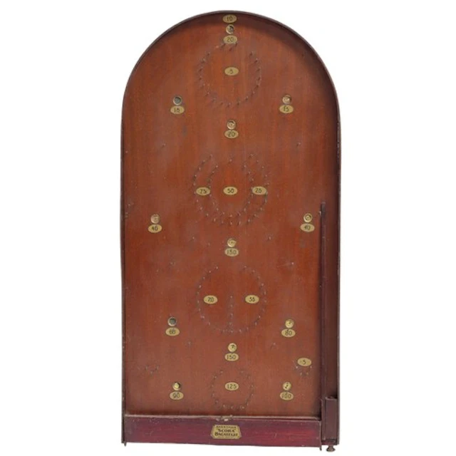 A VINTAGE AMERSHAM 'SCORA' BAGATELLE BOARD 77.5 cm x 38.5 cm...