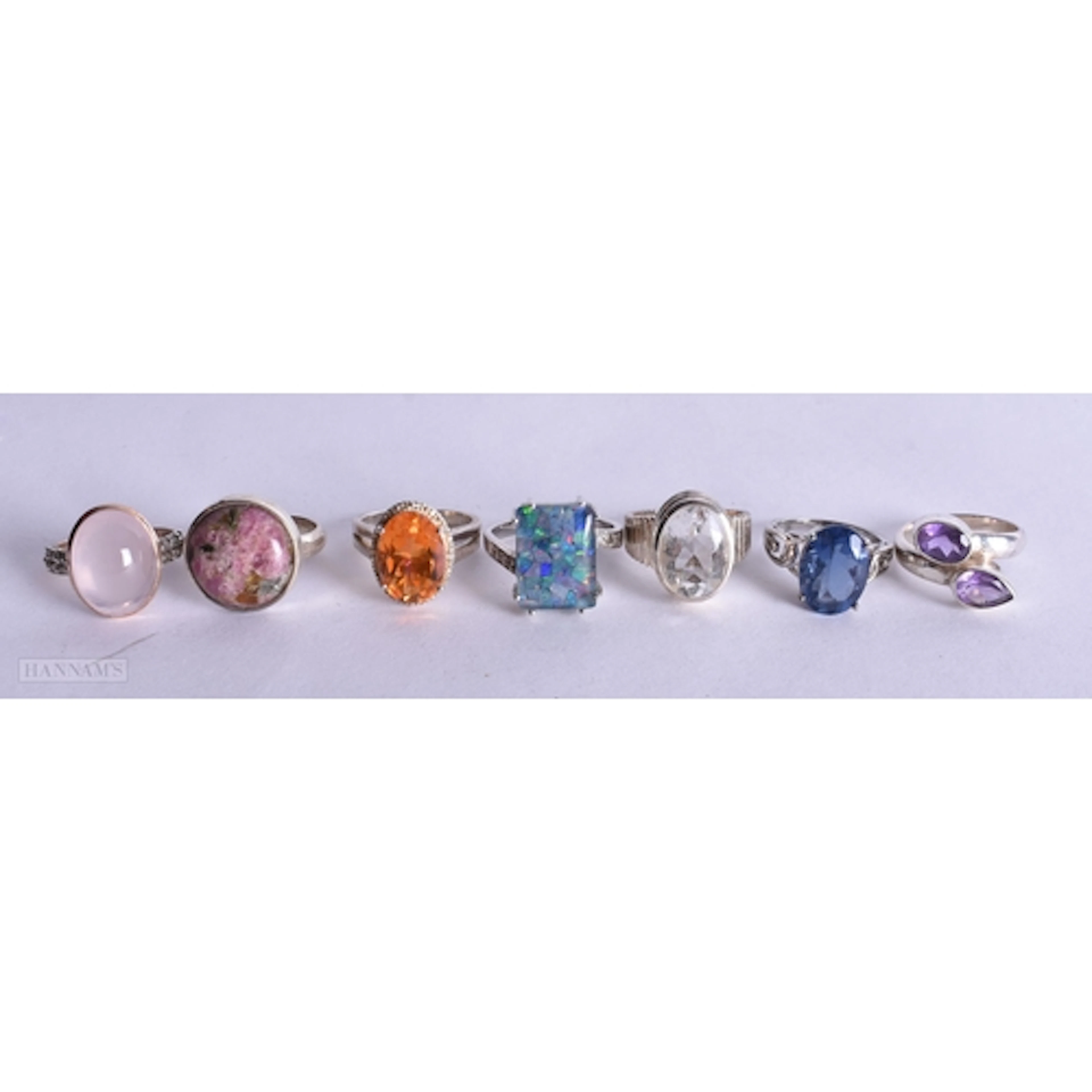 Collection of Sterling Silver TGGC Rings inc. Opal, Amethyst...