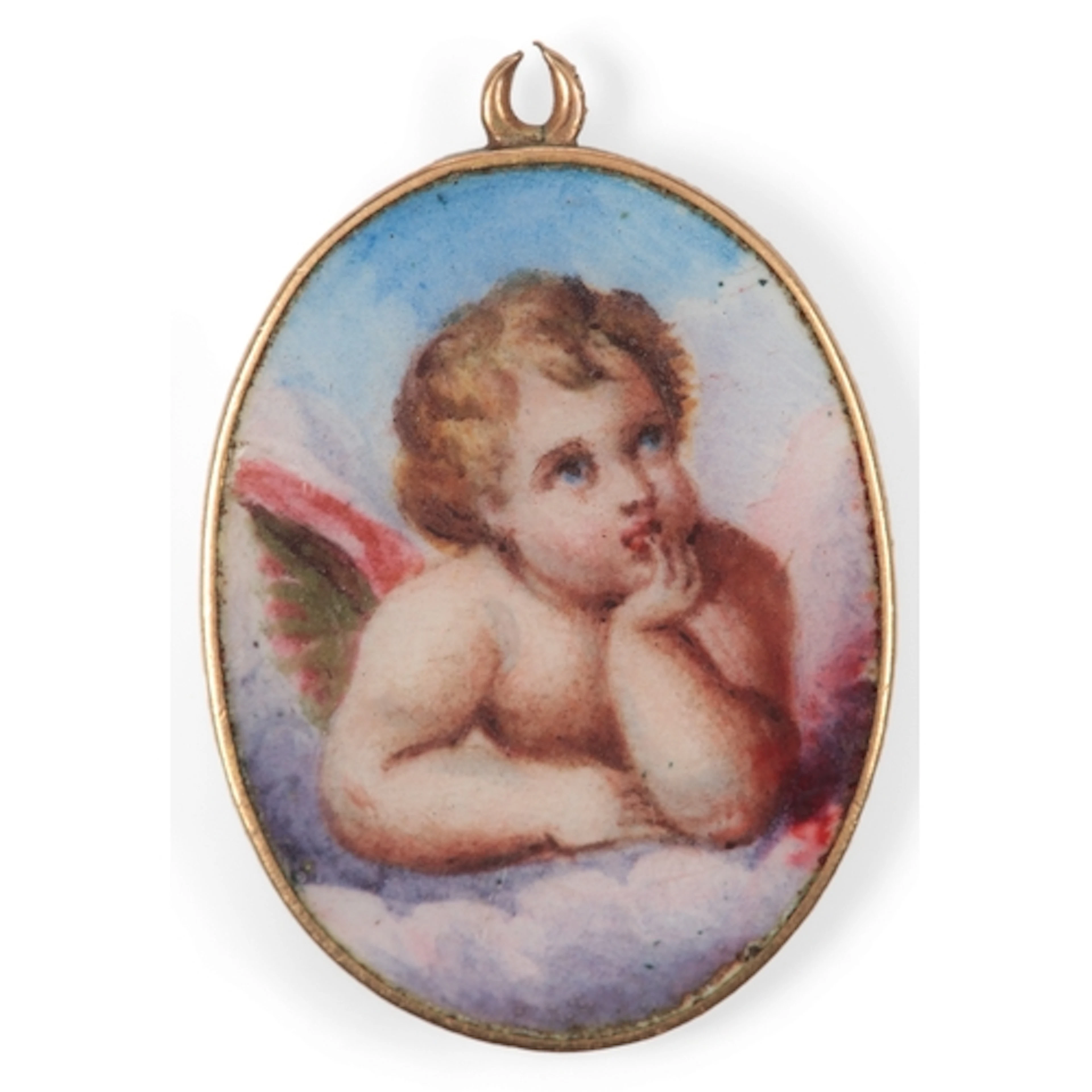 An enamel pendant, Germany, early 20th century, of oval outl...