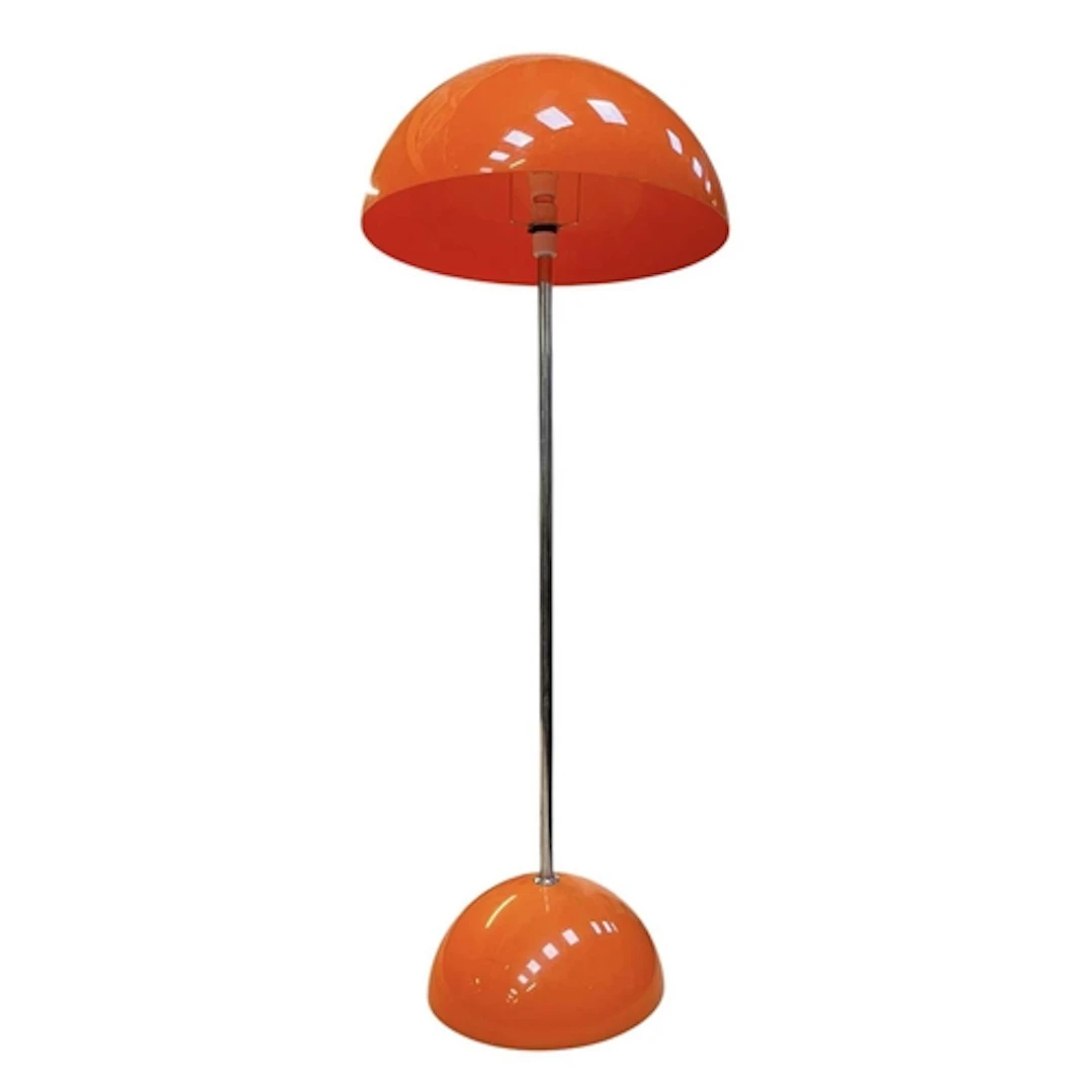 A modern designer, space-age-style floor-standing lamp light...