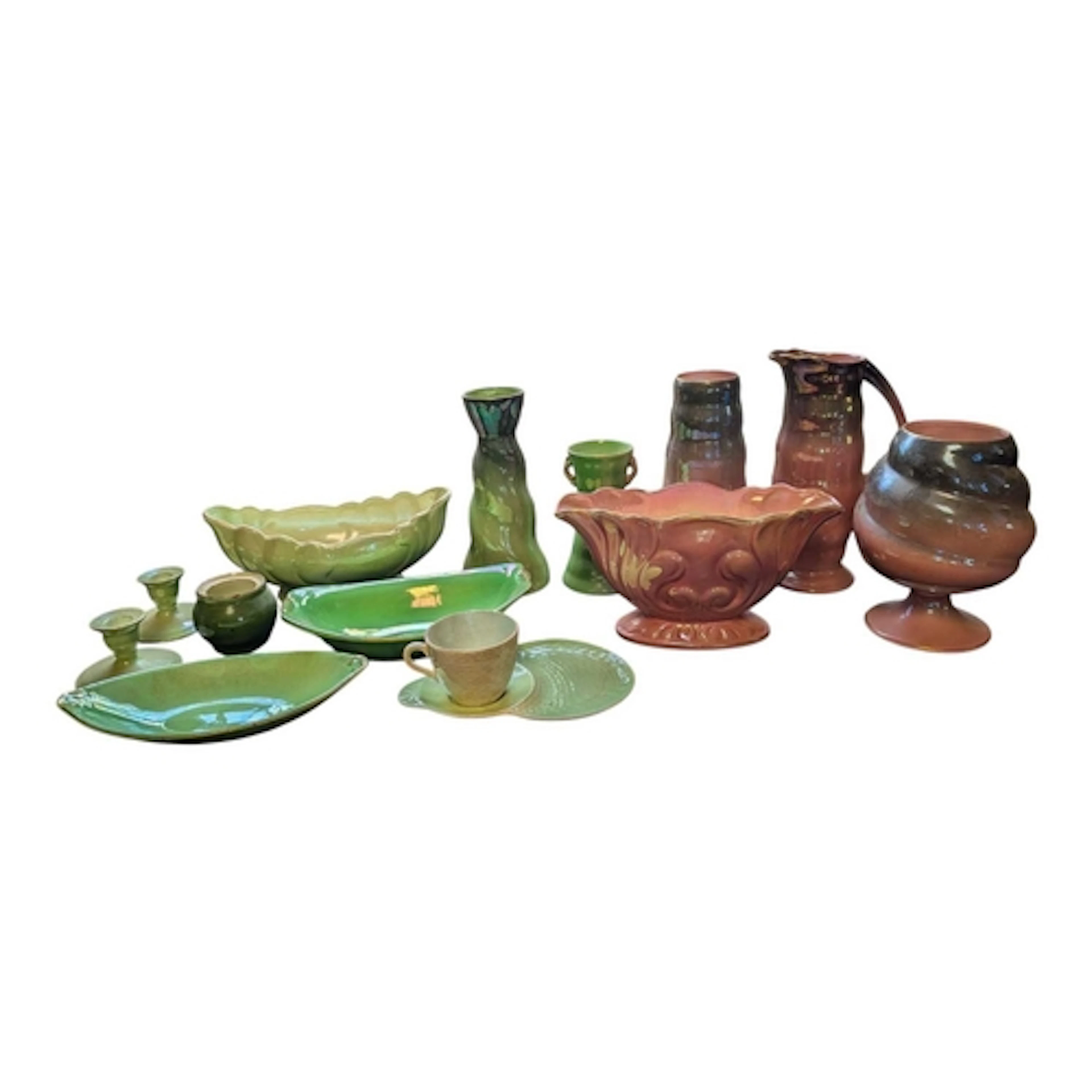 Maling - Early to mid 20th century Art Deco green and pink l...