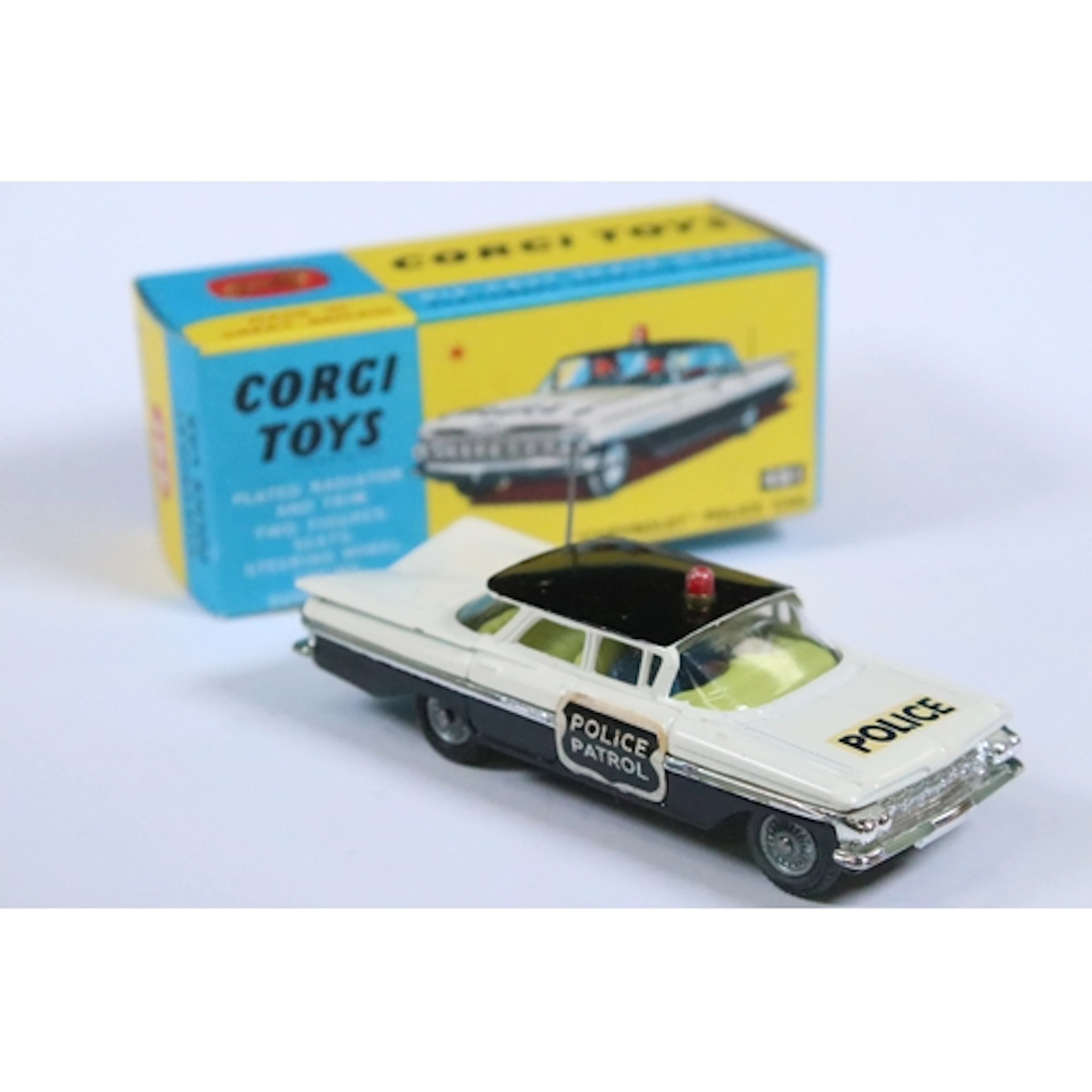 Boxed Corgi 481 Chevrolet Police Car diecast model in two to...