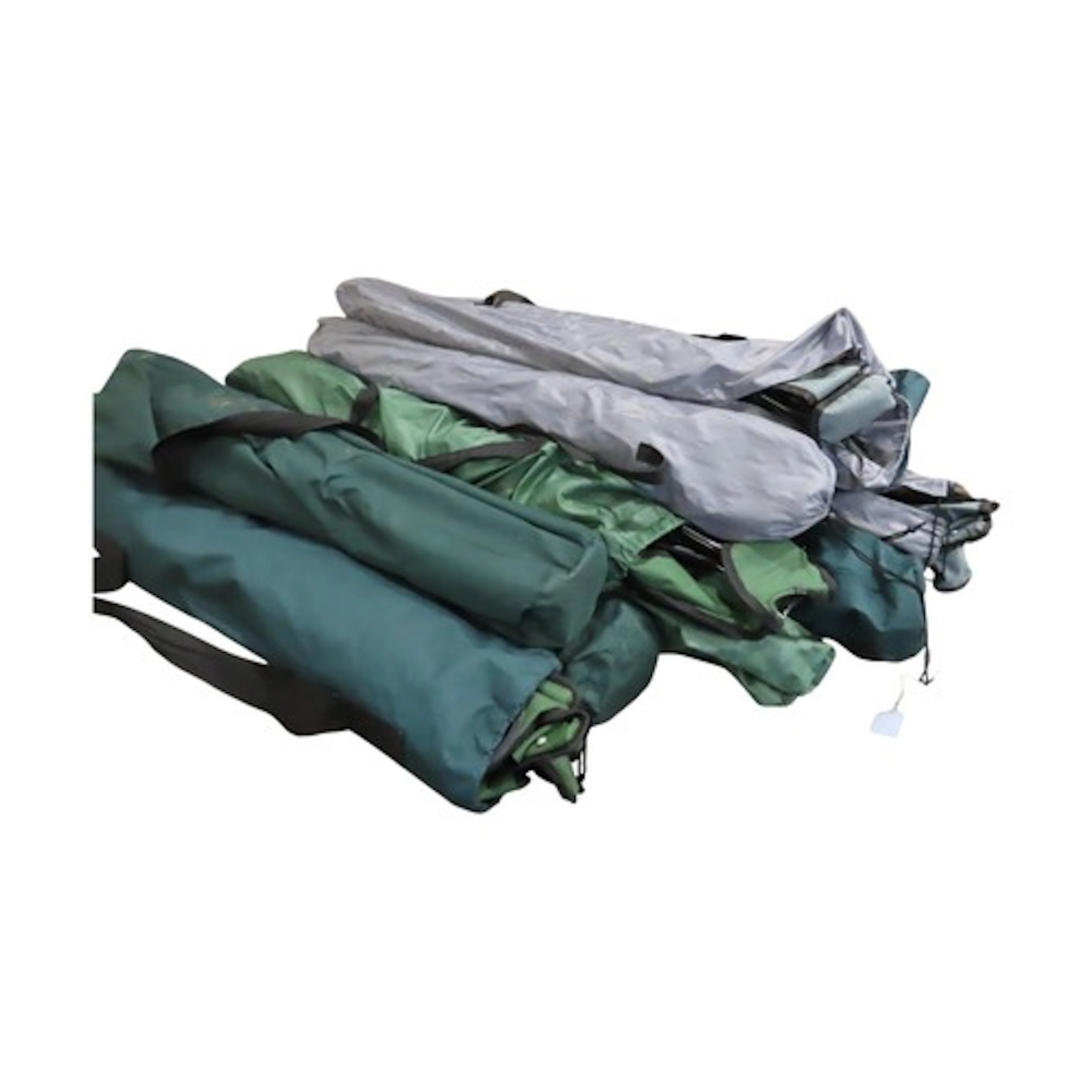 Twelve contemporary folding camping chairs with draw string ...