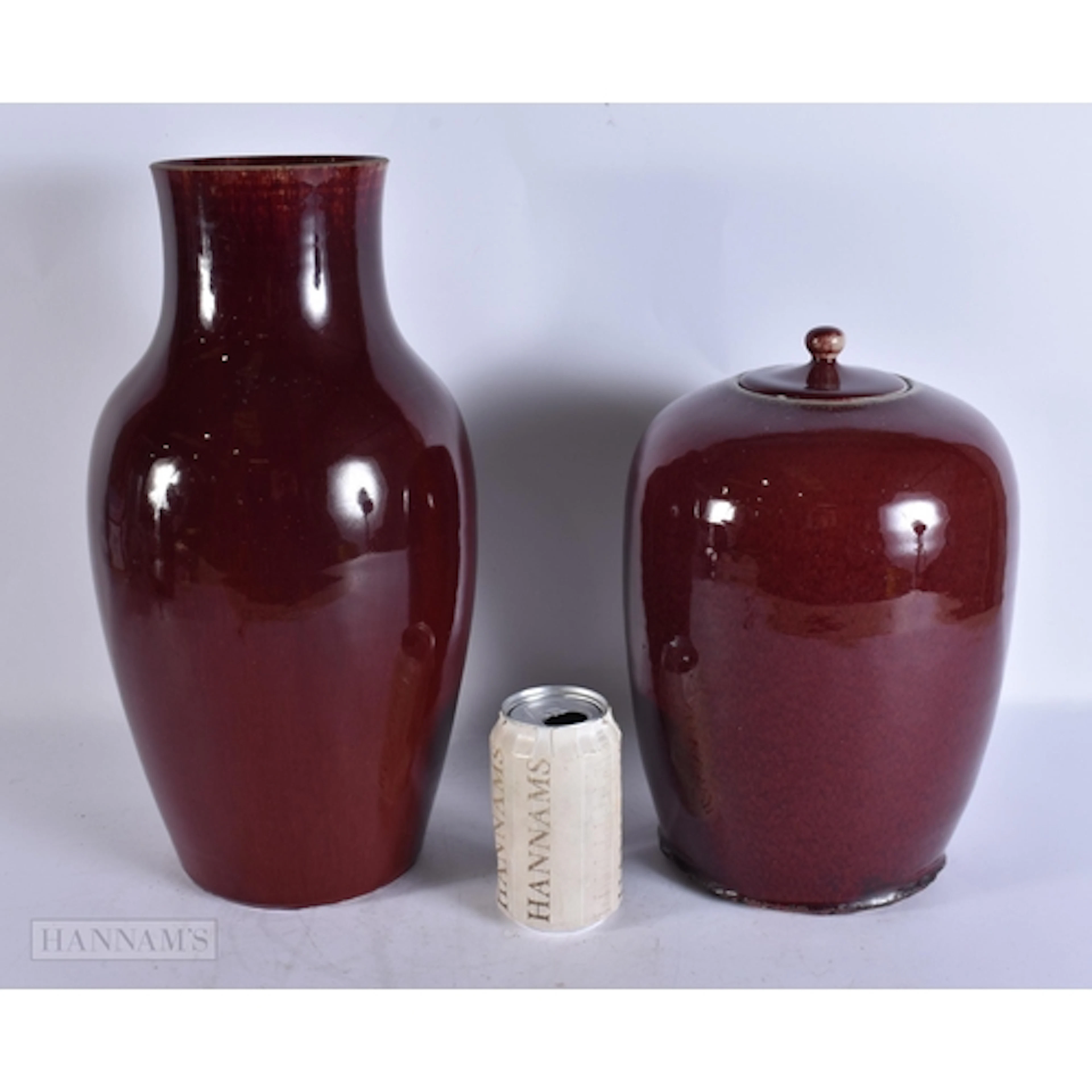 A LARGE 19TH CENTURY CHINESE SANG DU BOEUF PORCELAIN VASE to...