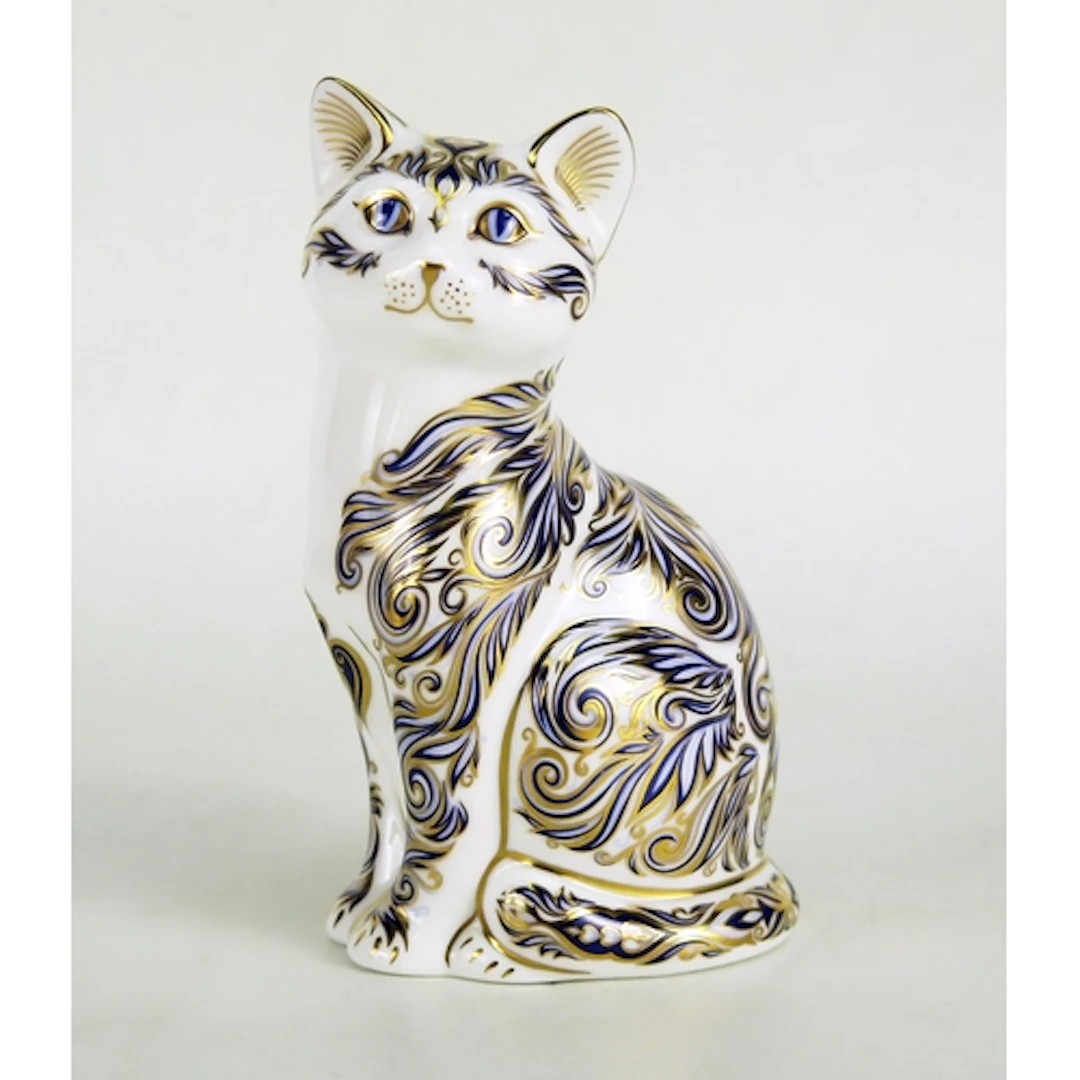 A limited edition Royal Crown Derby Majestic Cat, silver sto...
