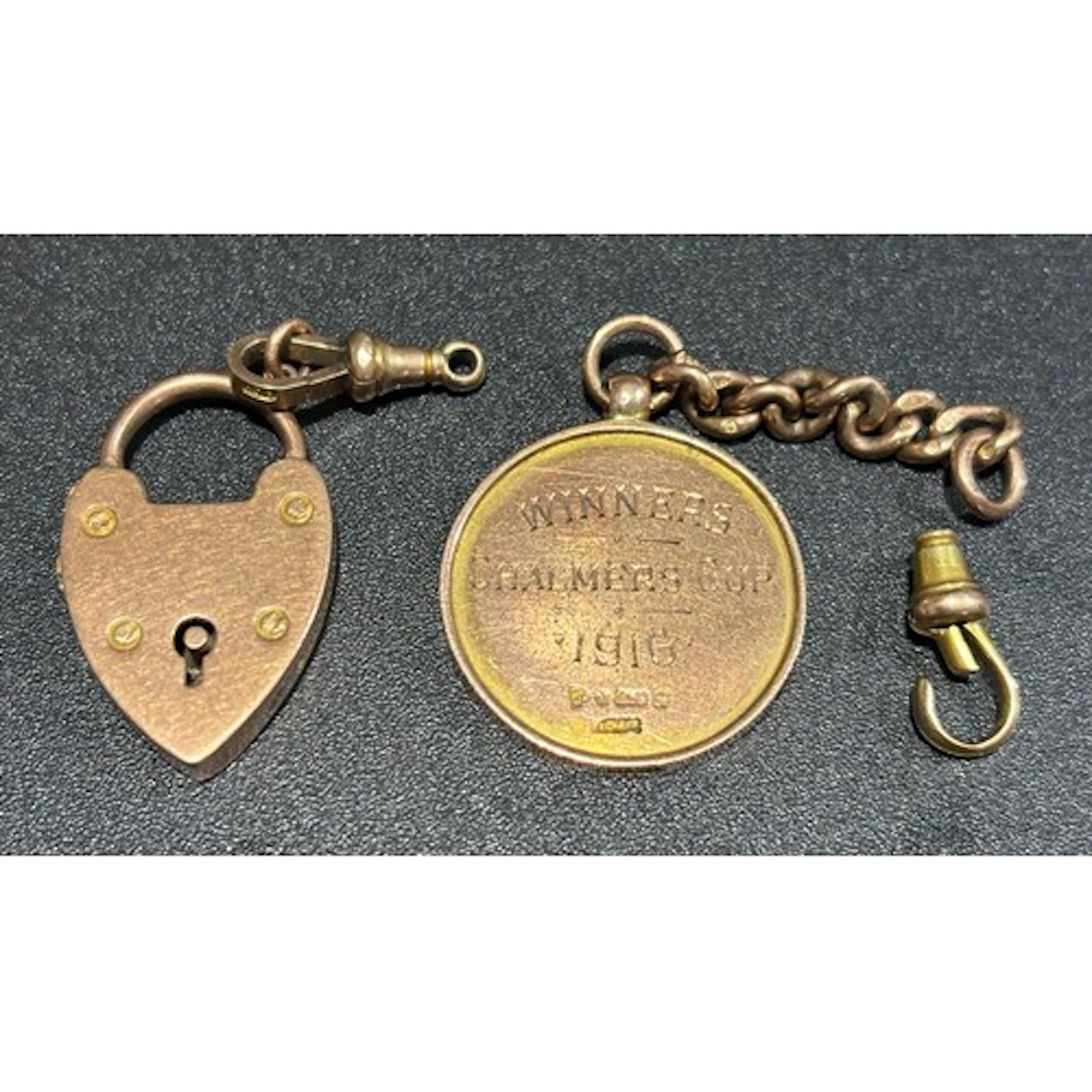 A "9 375" stamped chetser rose gold round medallion pendant ...