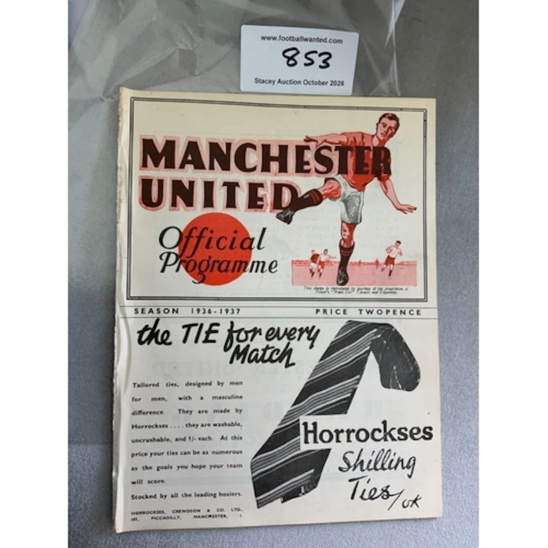 1936 - 1937 Manchester United v Derby County Football Progra...