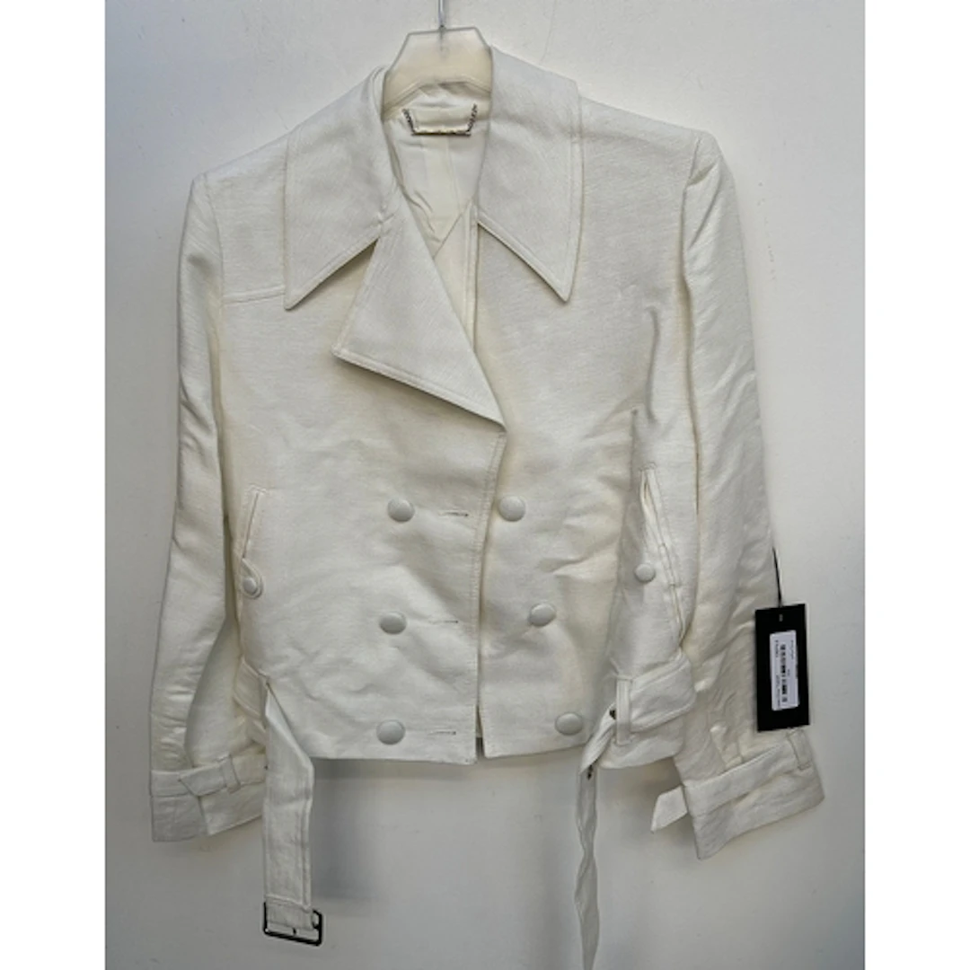 A Andrew Majtenyi, NWT, linen crop trench jacket, size 12, R...