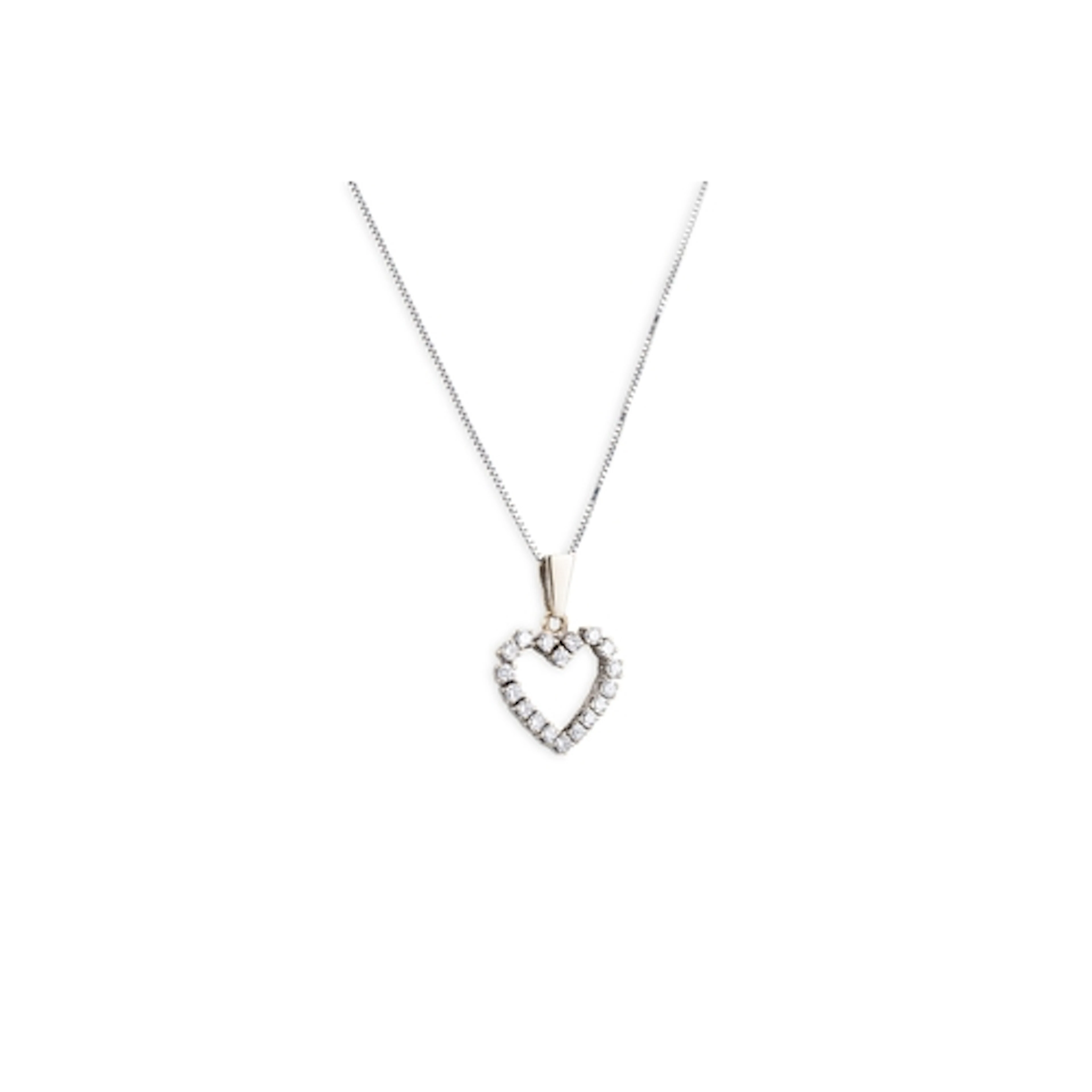A DIAMOND HEART SHAPED PENDANT, to a 14ct white gold pendant...