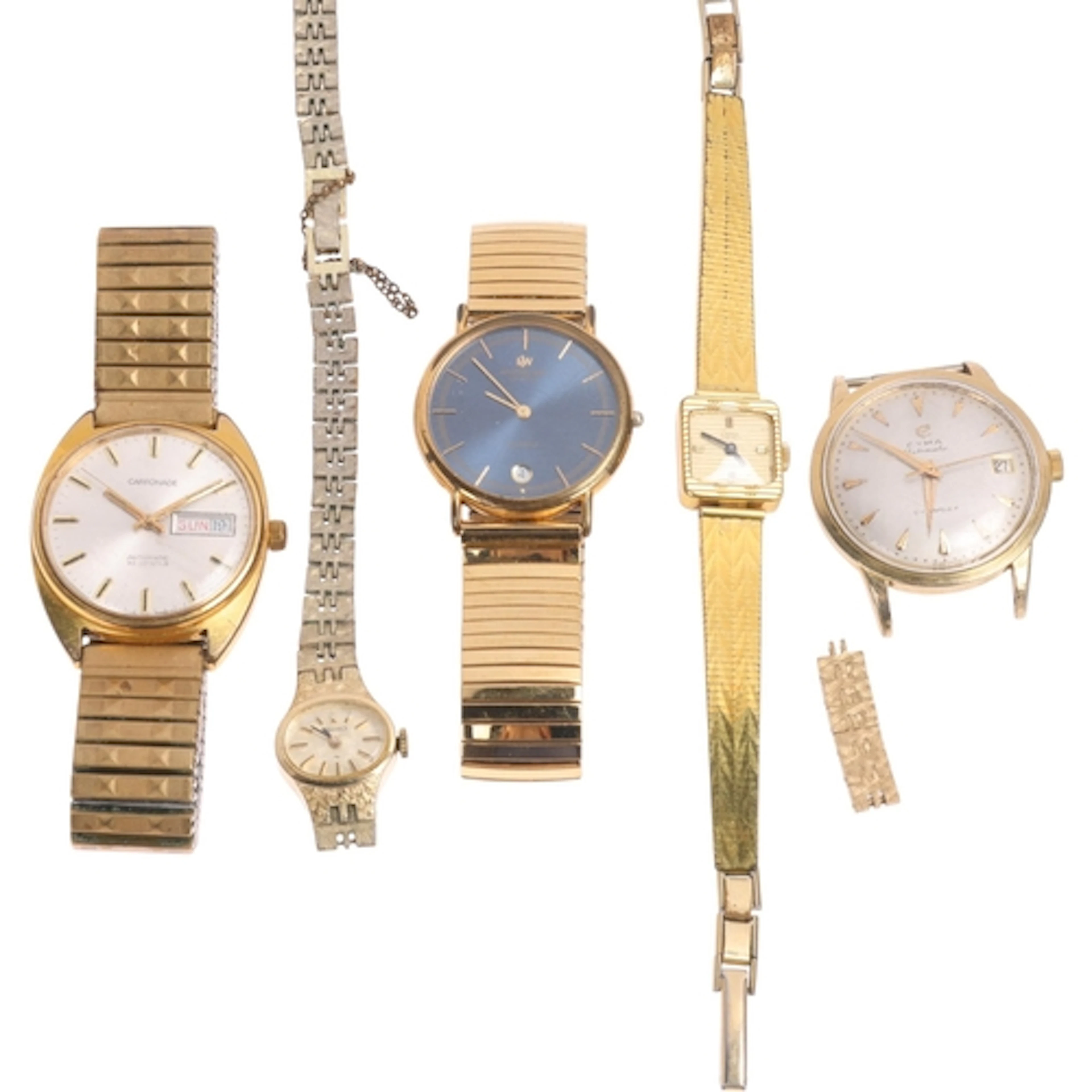 5 wristwatches, including Cyma Cymaflex automatic, lady's Se...
