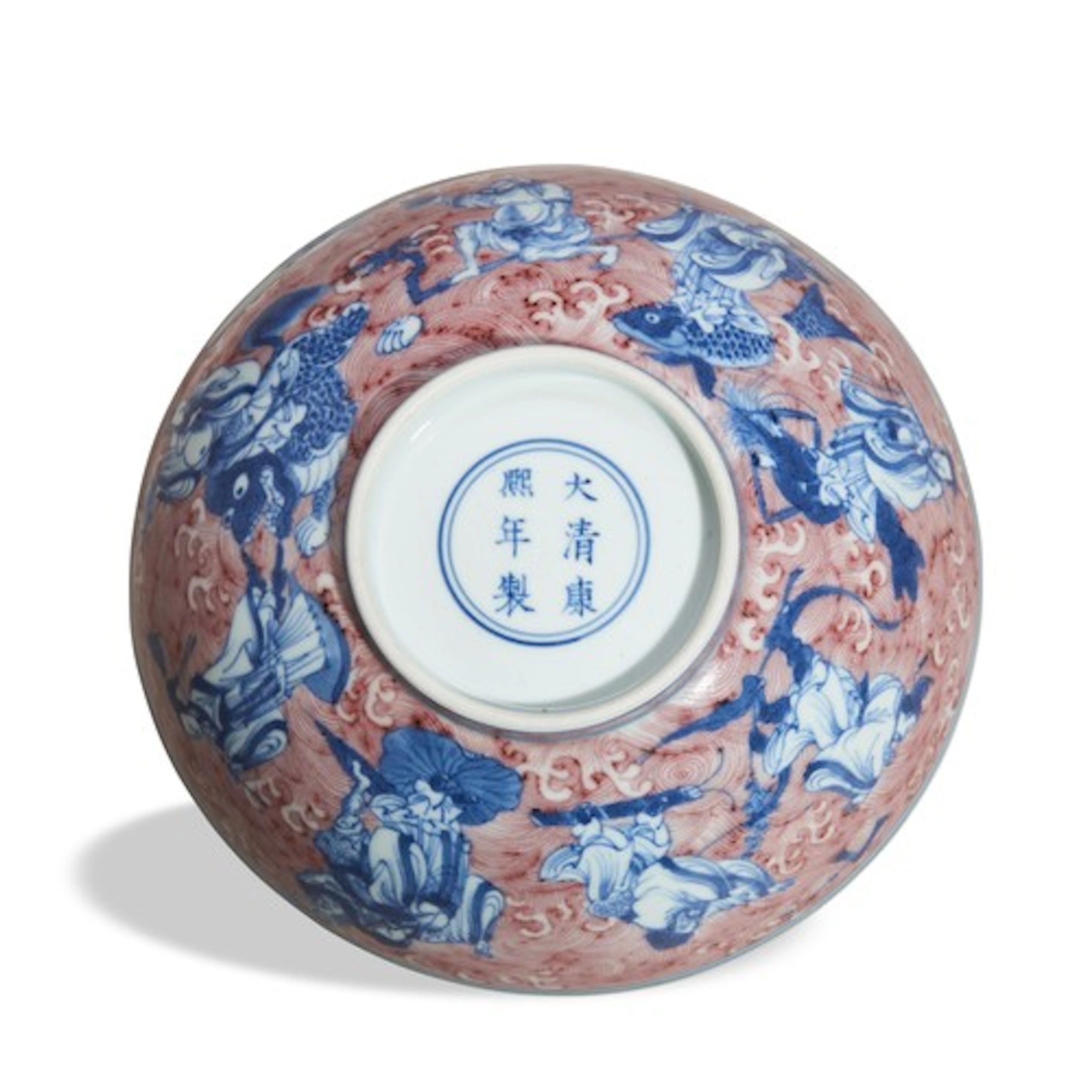 AN EXTREMELY RARE COPPER-RED AND UNDERGLAZED BLUE 'IMMORTALS...