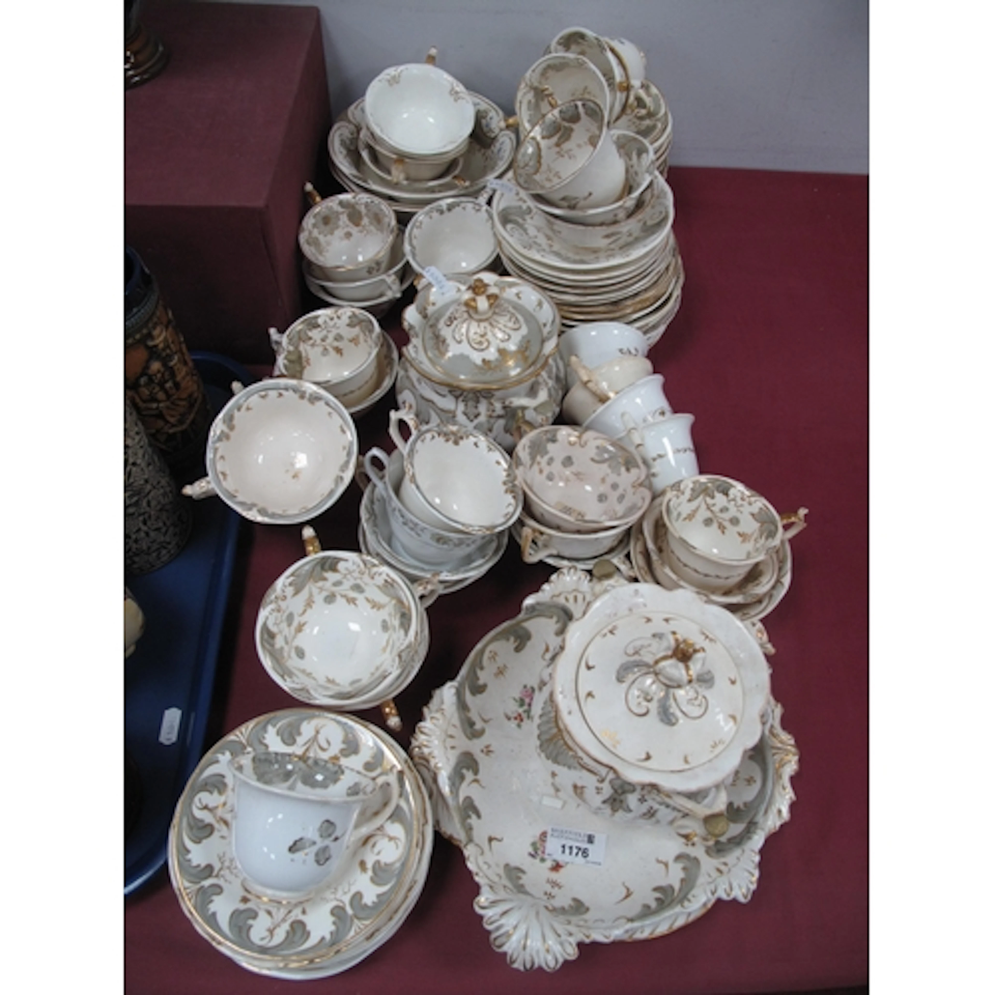 XIX Century Rockingham and Other Pottery in slate grey and g...
