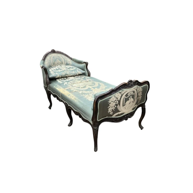 A 19th century French beech daybed, width 183cm, depth 80cm,...