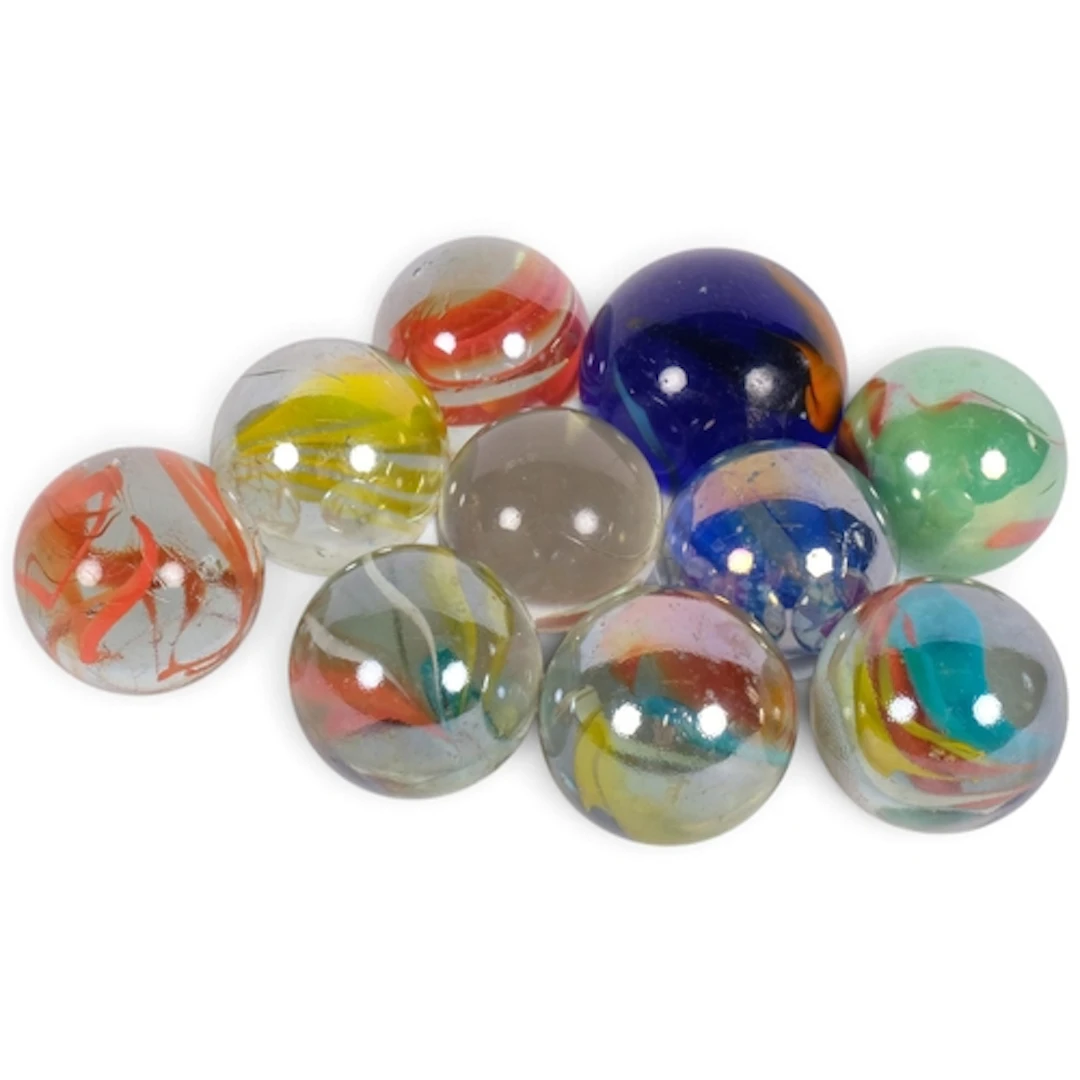 A group of various Vintage large marbles, including a blue e...