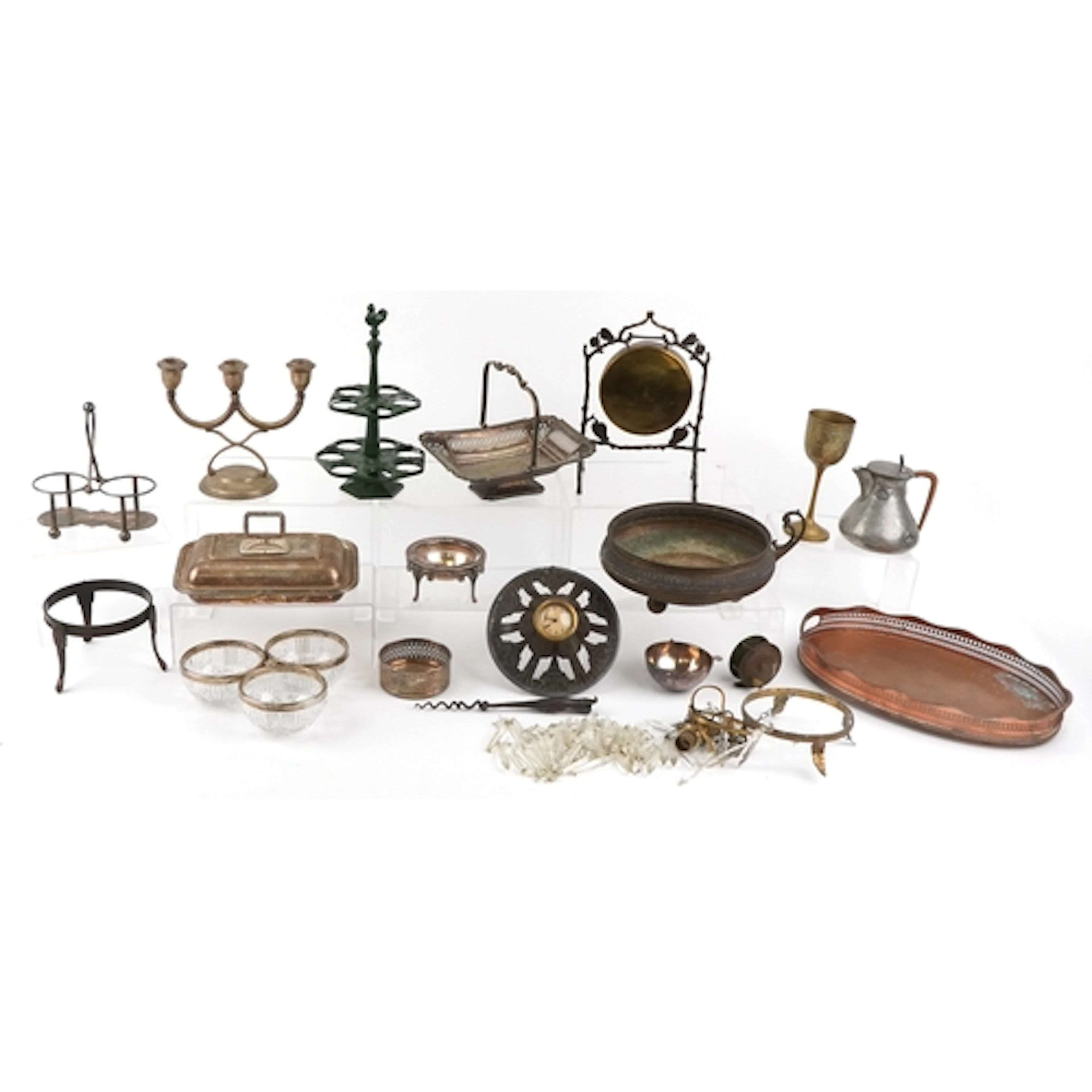 Antique and later silverplate and metalware including a gall...