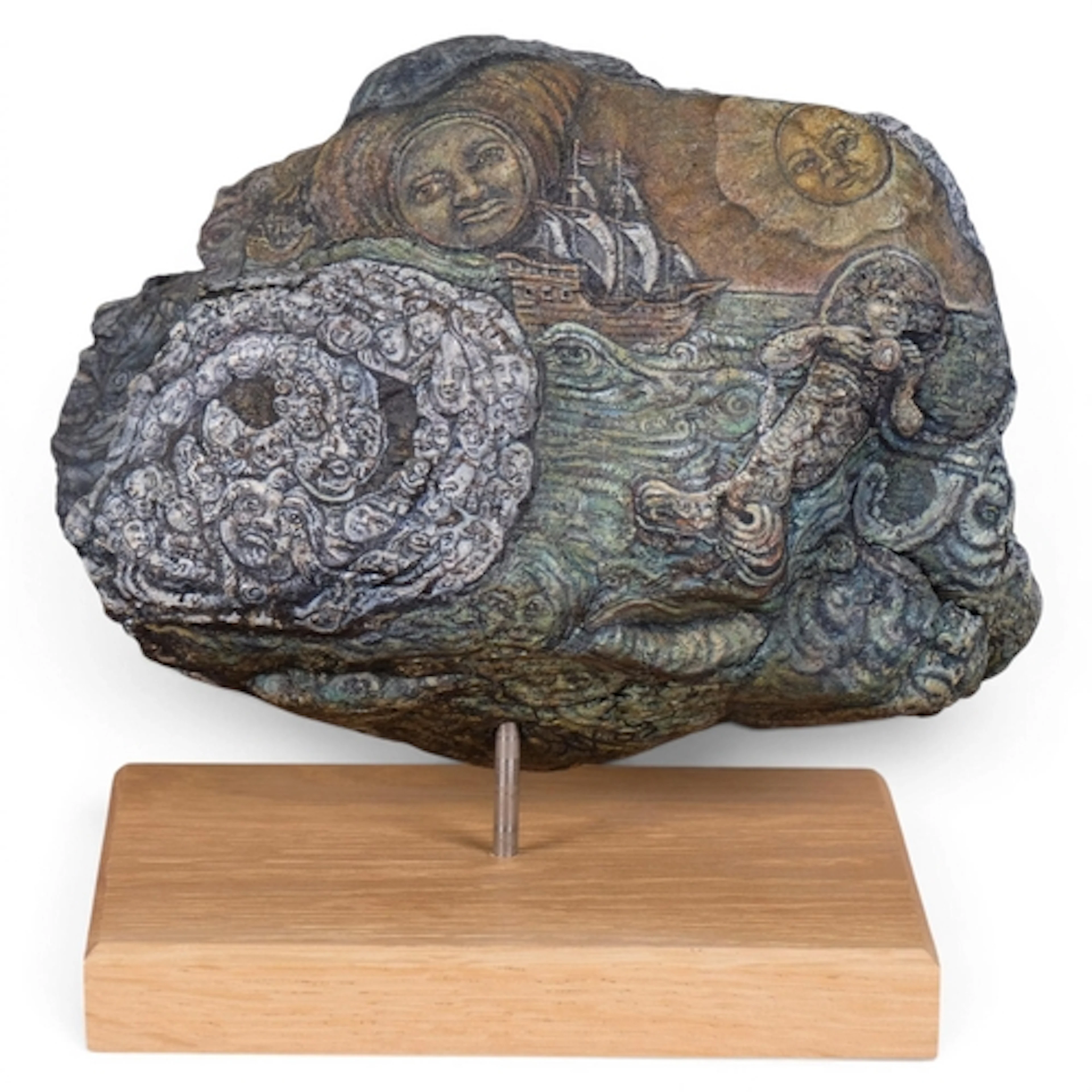 MICHELLE VULAMA, Canada, a hand painted rock, depicting Colu...