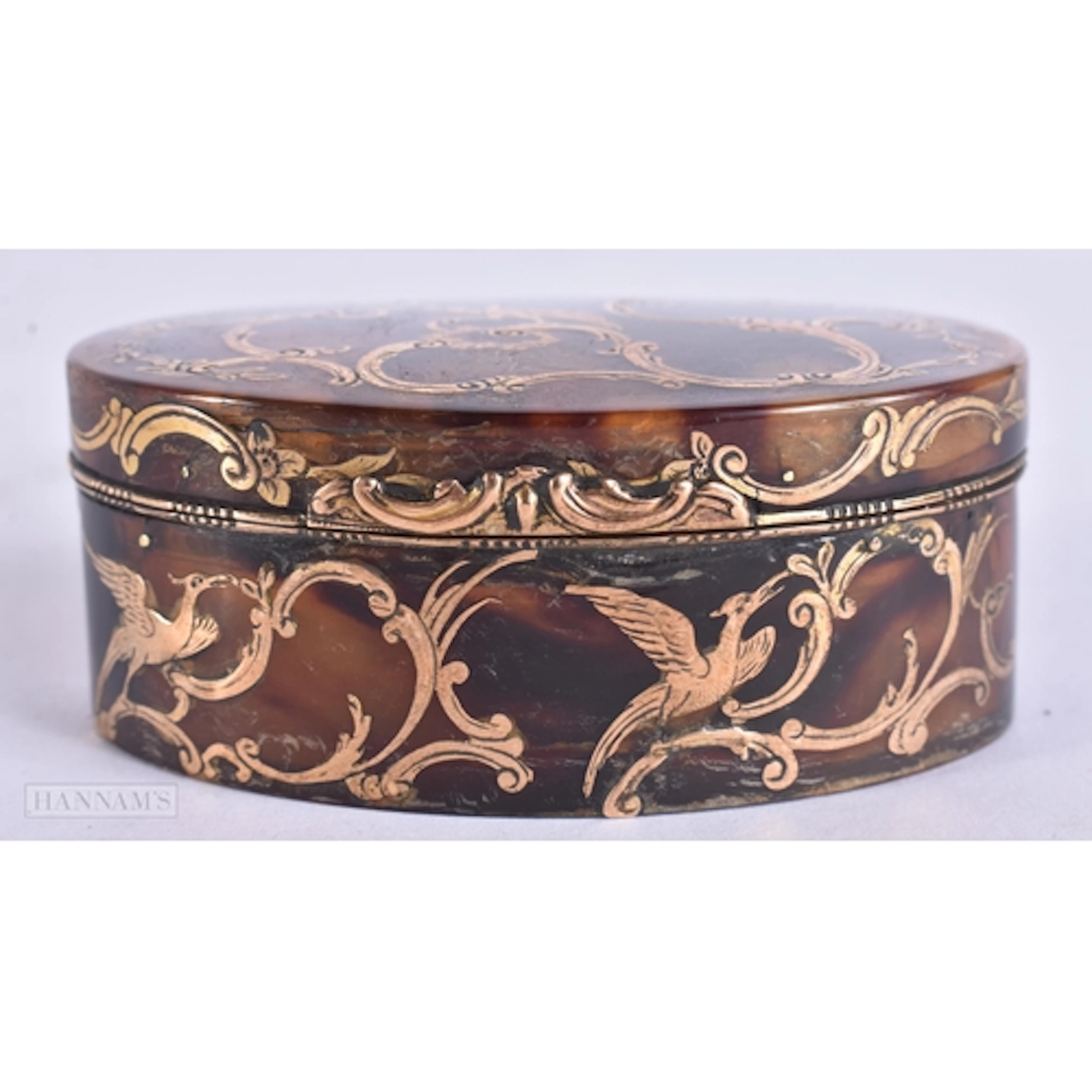A LATE 18TH/19TH CENTURY CONTINENTAL YELLOW METAL INLAID SNU...