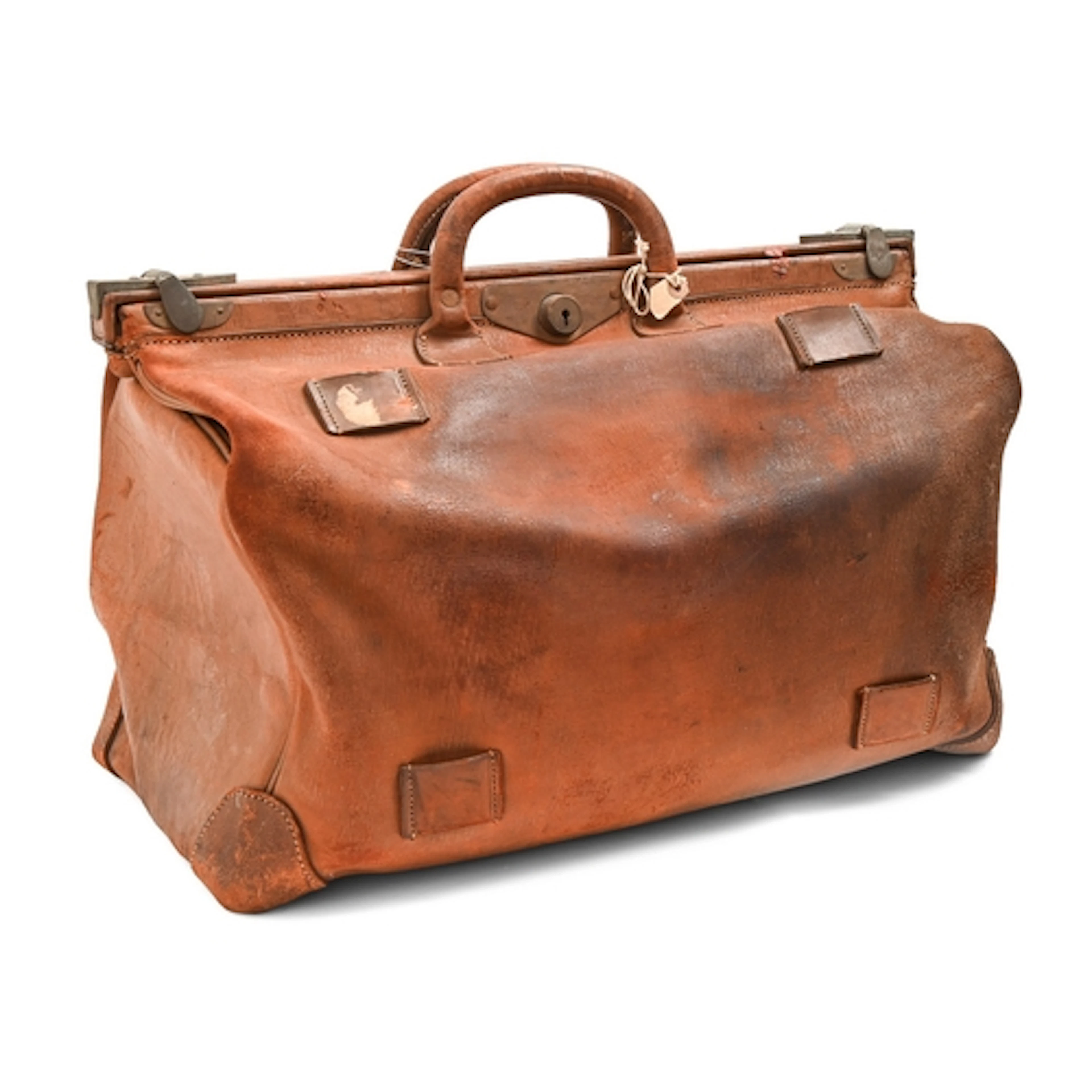 A Victorian tan leather Gladstone bag, 35cm h excluding hand...