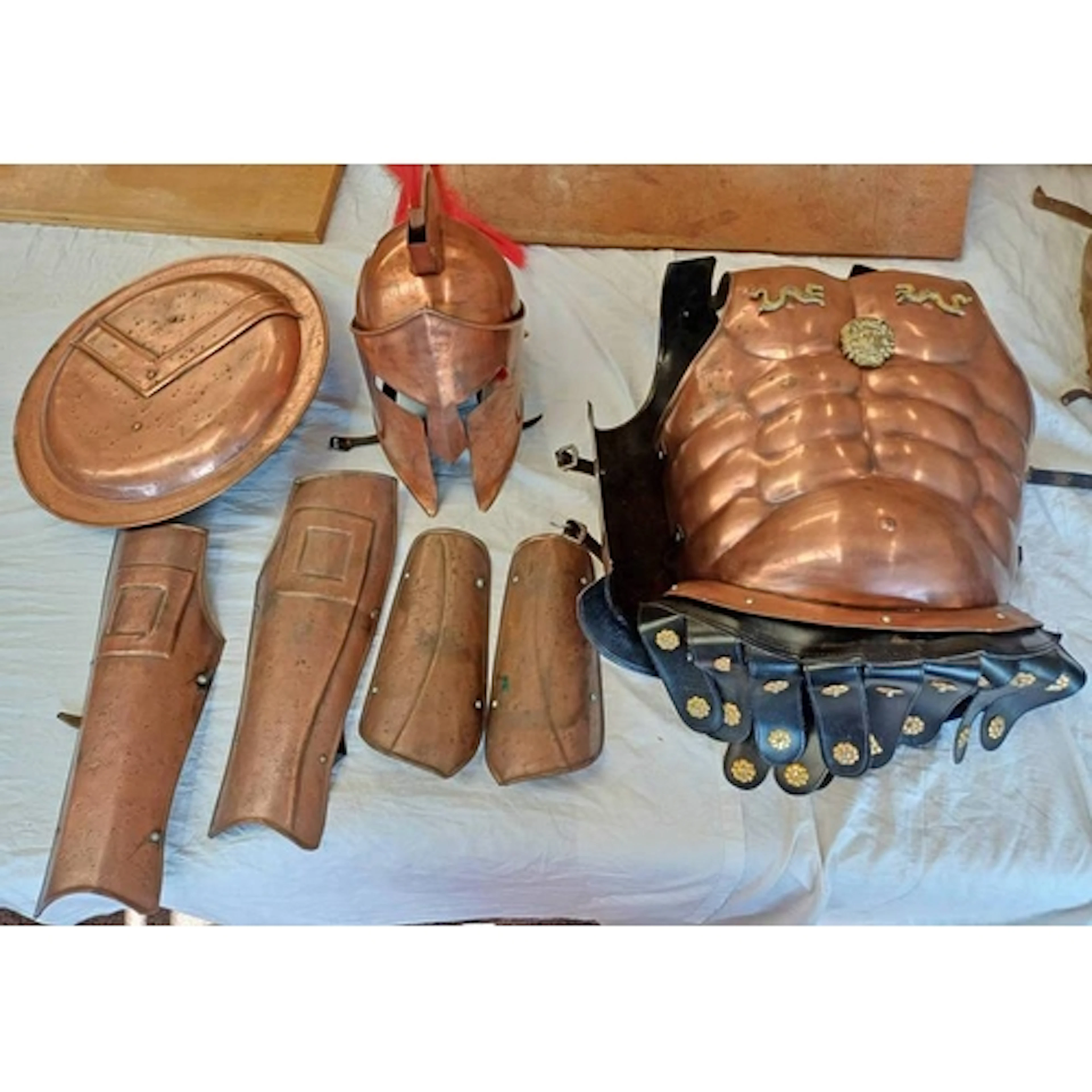 REPRODUCTION GREEK SUIT OF ARMOUR CONSISTING OF CHEST PIECE,...