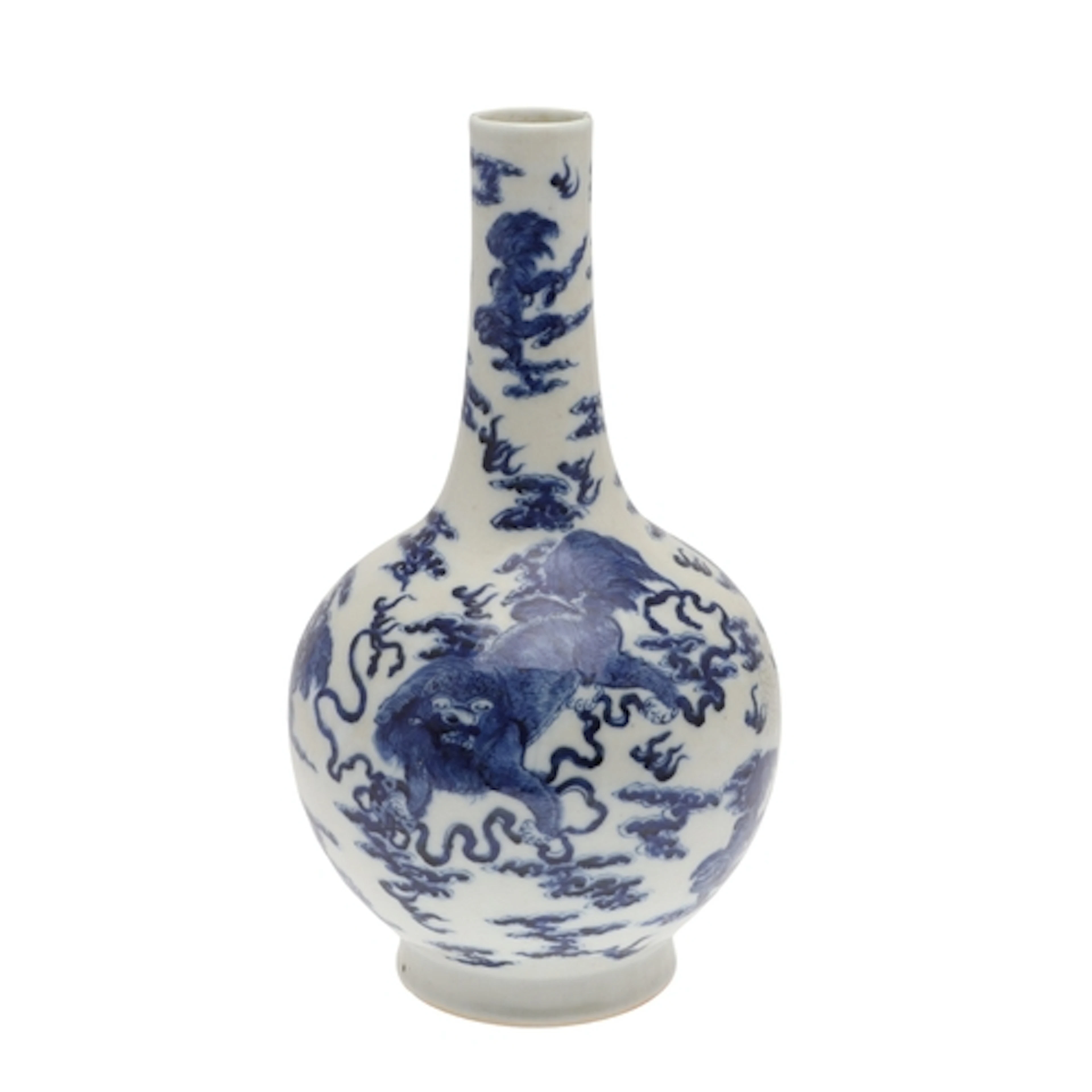 CHINESE BLUE & WHITE VASE. Late 19thc, the bottle shaped vas...