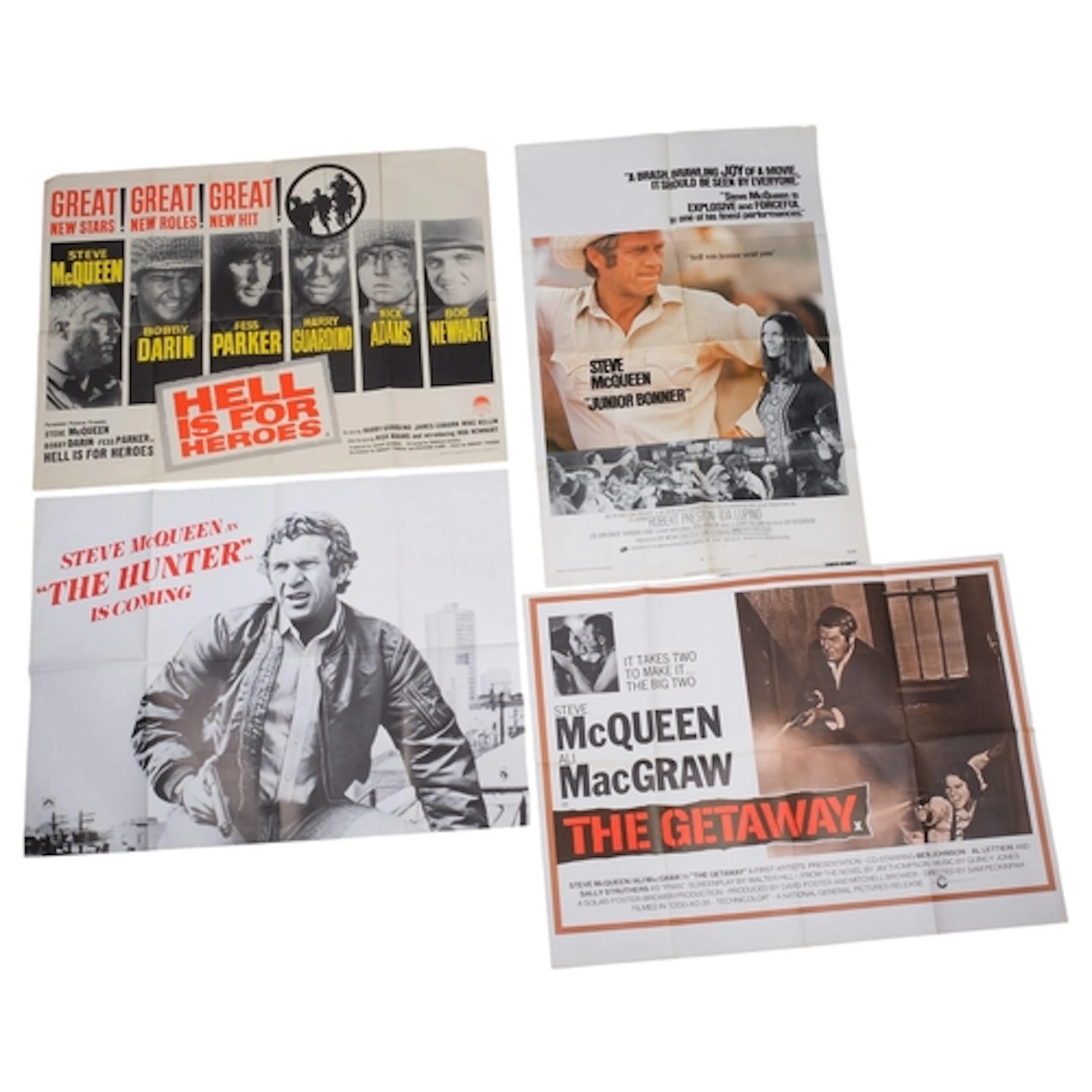 Four original film posters starring Steve McQueen, including...