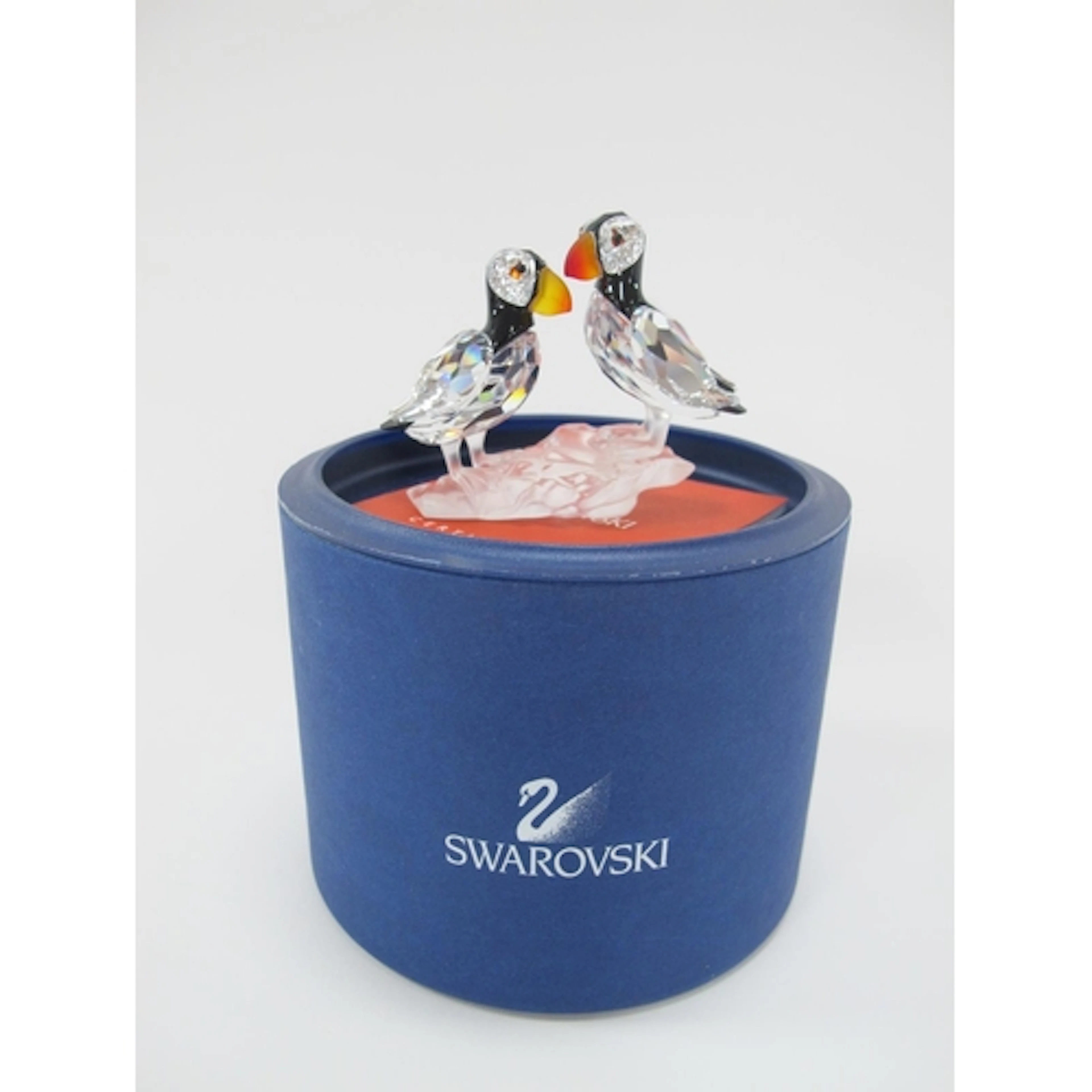 Swarovski Crystal Figurines, two Puffins (boxed, with certif...