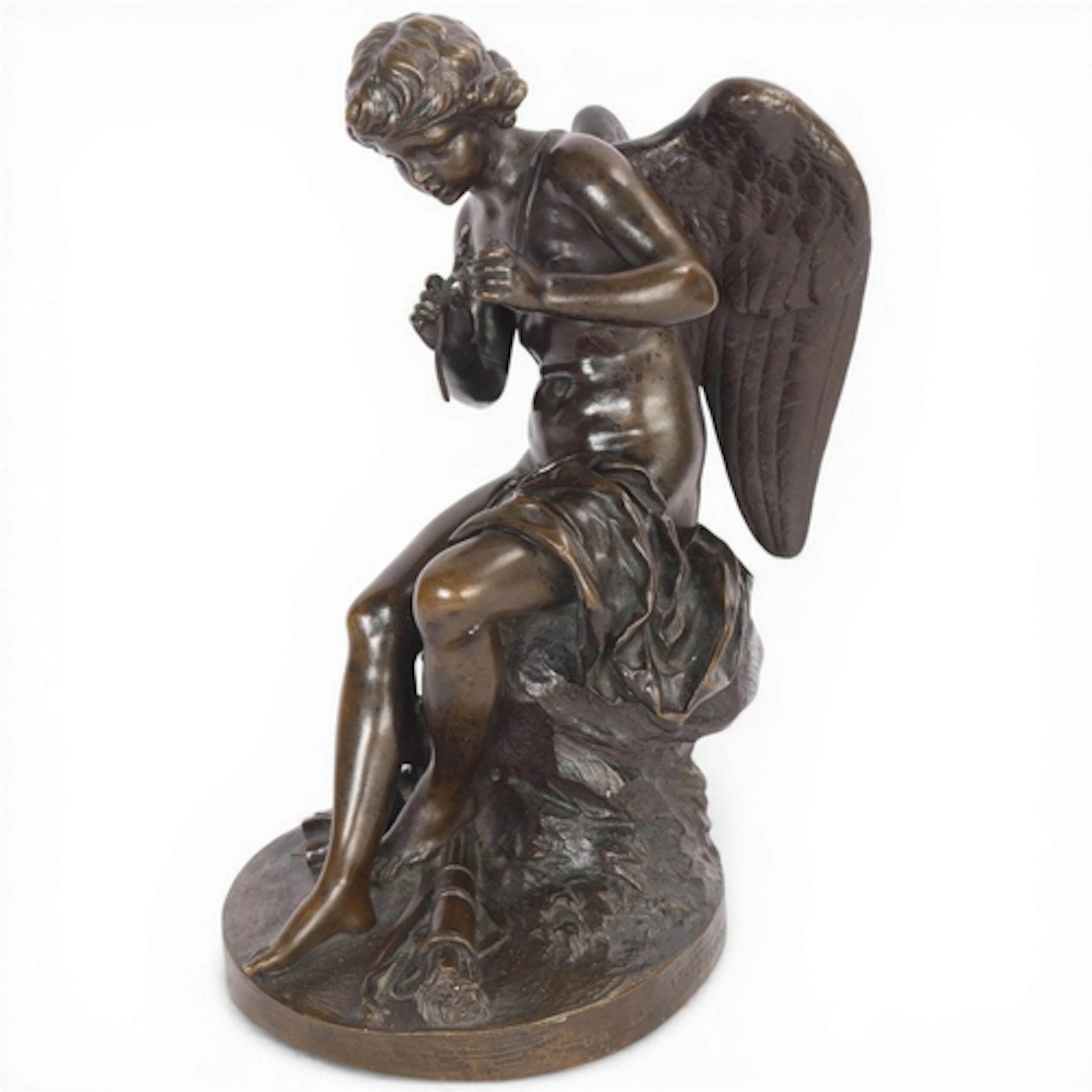 Claude Michel Clodion, bronze sculpture of an angel, height ...