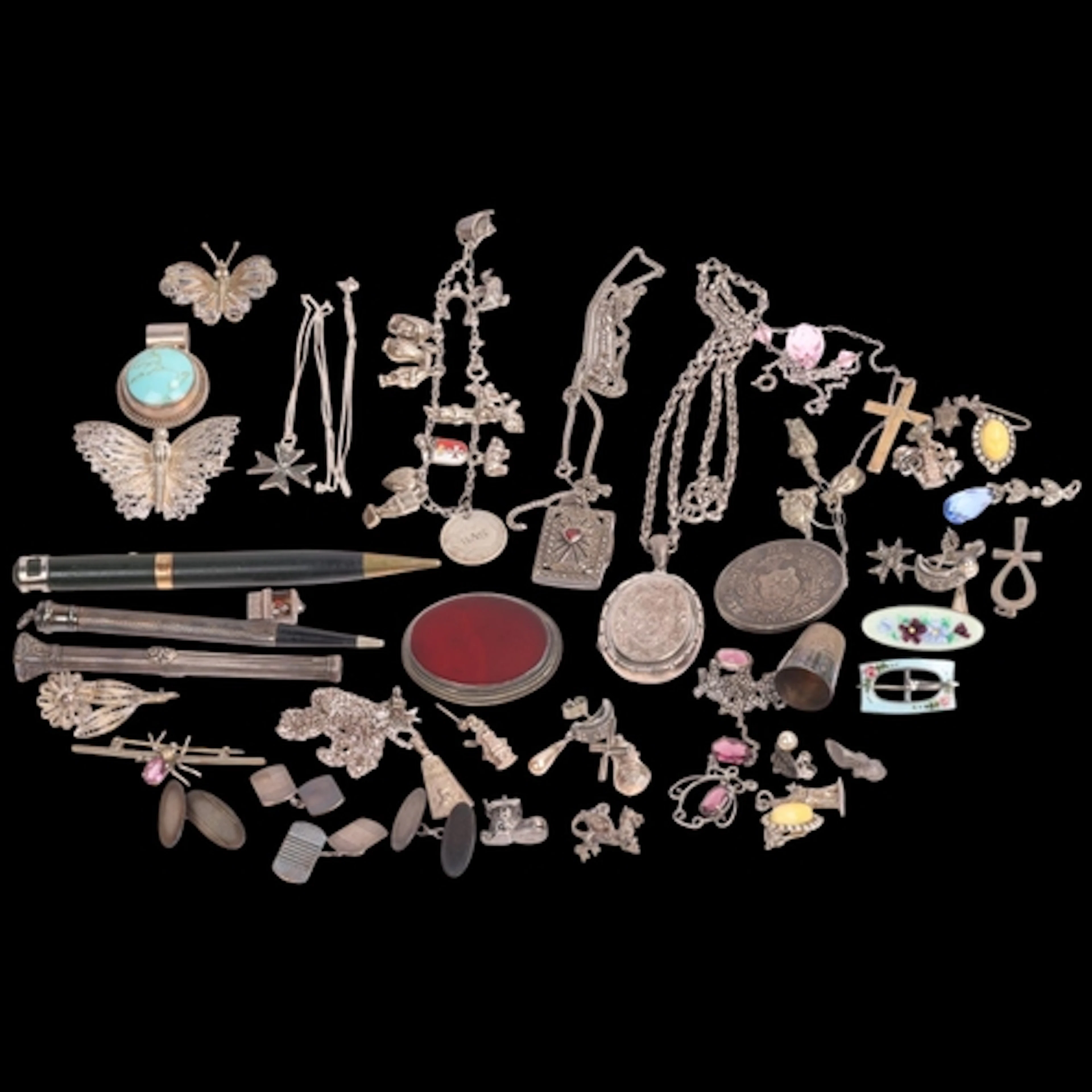 Various jewellery and collectables, including Victorian silv...