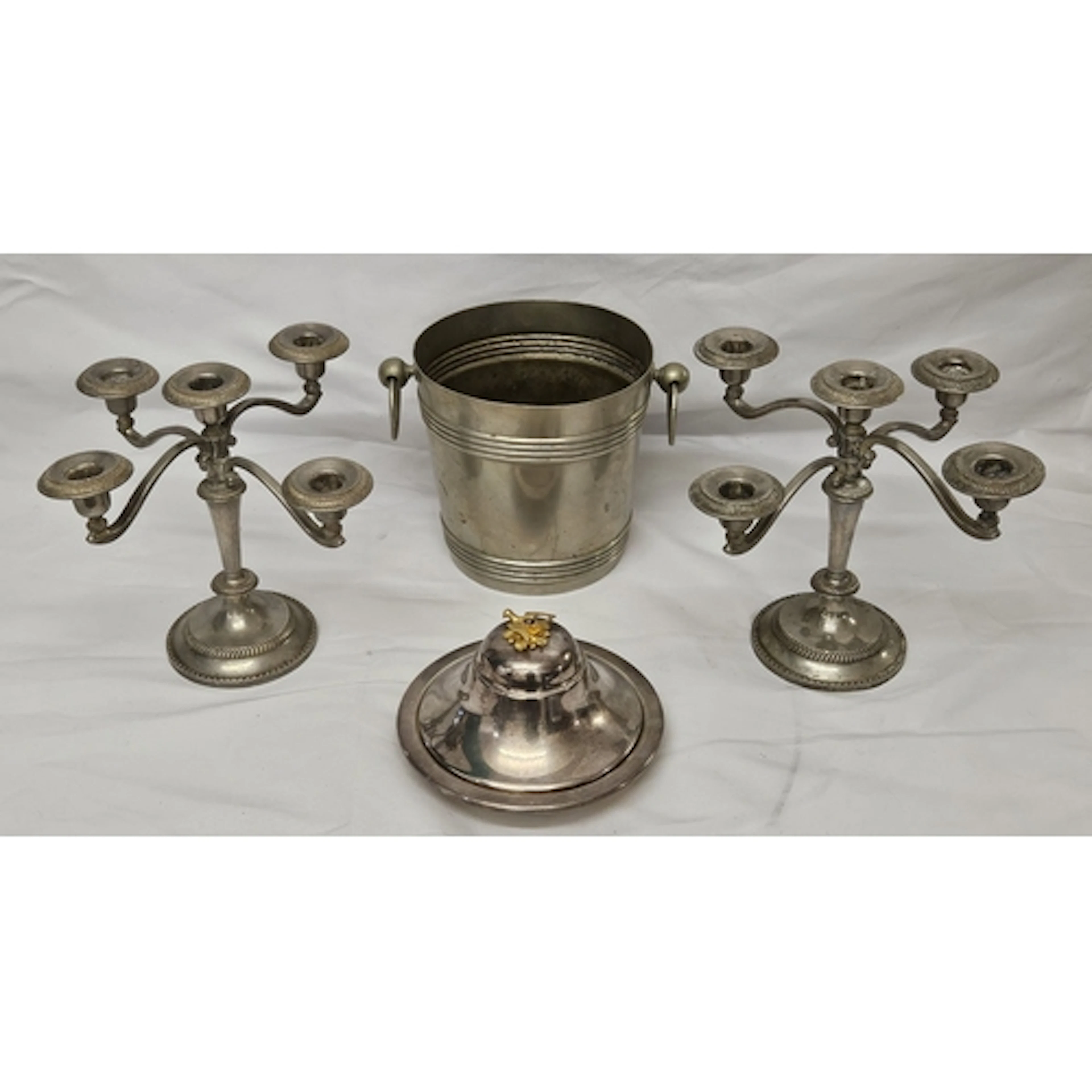 Vintage Silver Plated French Ice Bucket, pair silver plated ...