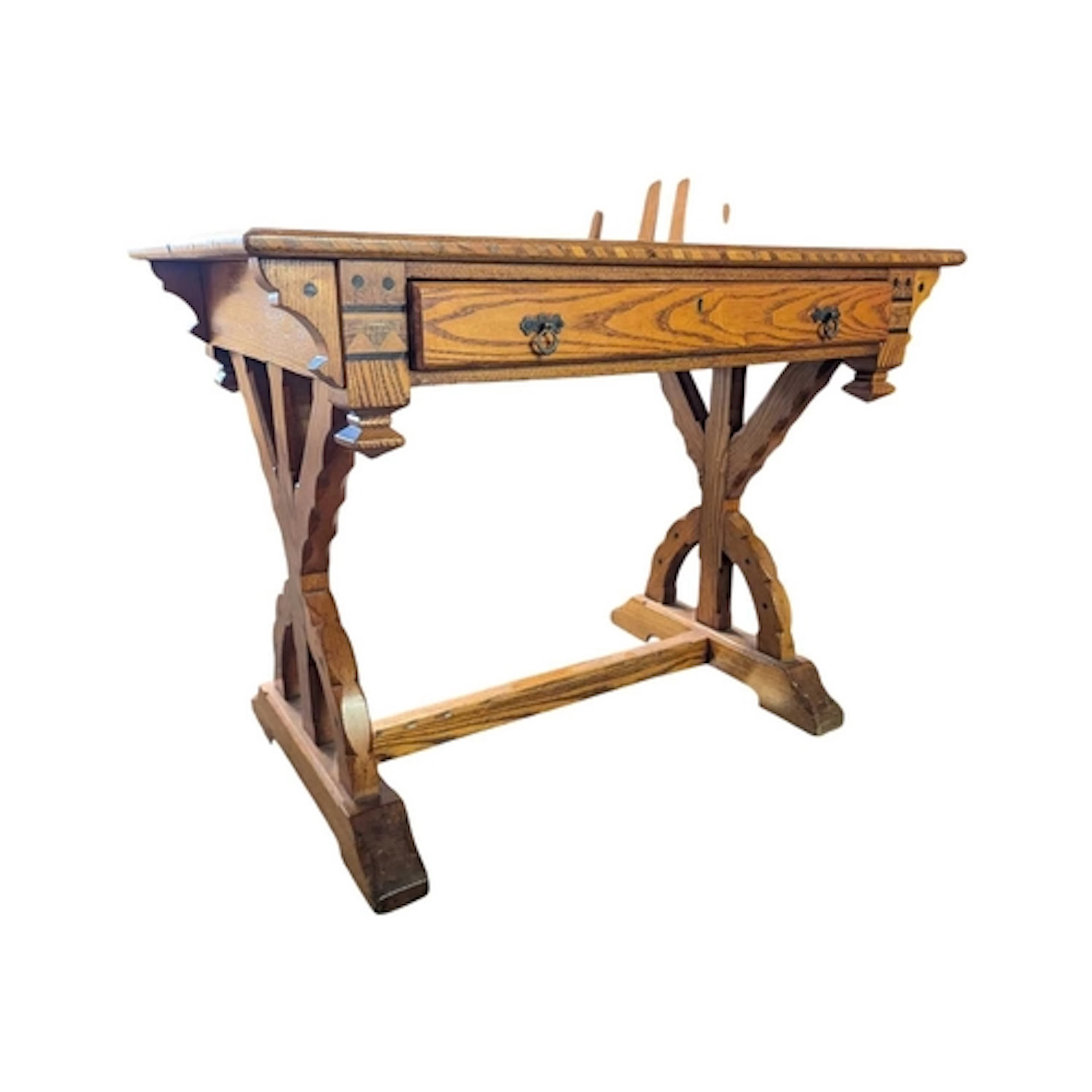 Victorian Gothic Revival aesthetic movement pitch pine writi...