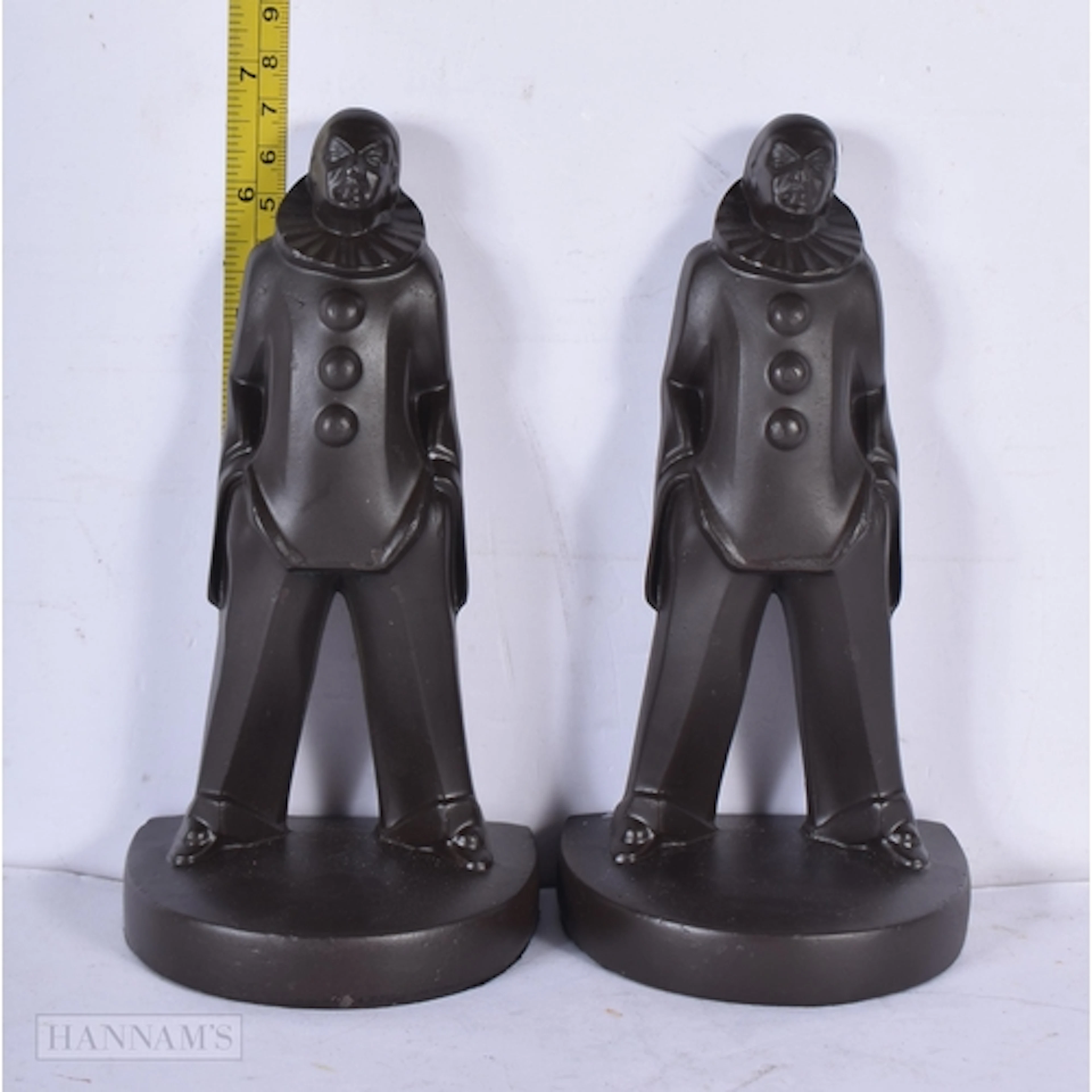 A pair of Art Deco style bronzed metal clowns 18cm (2)