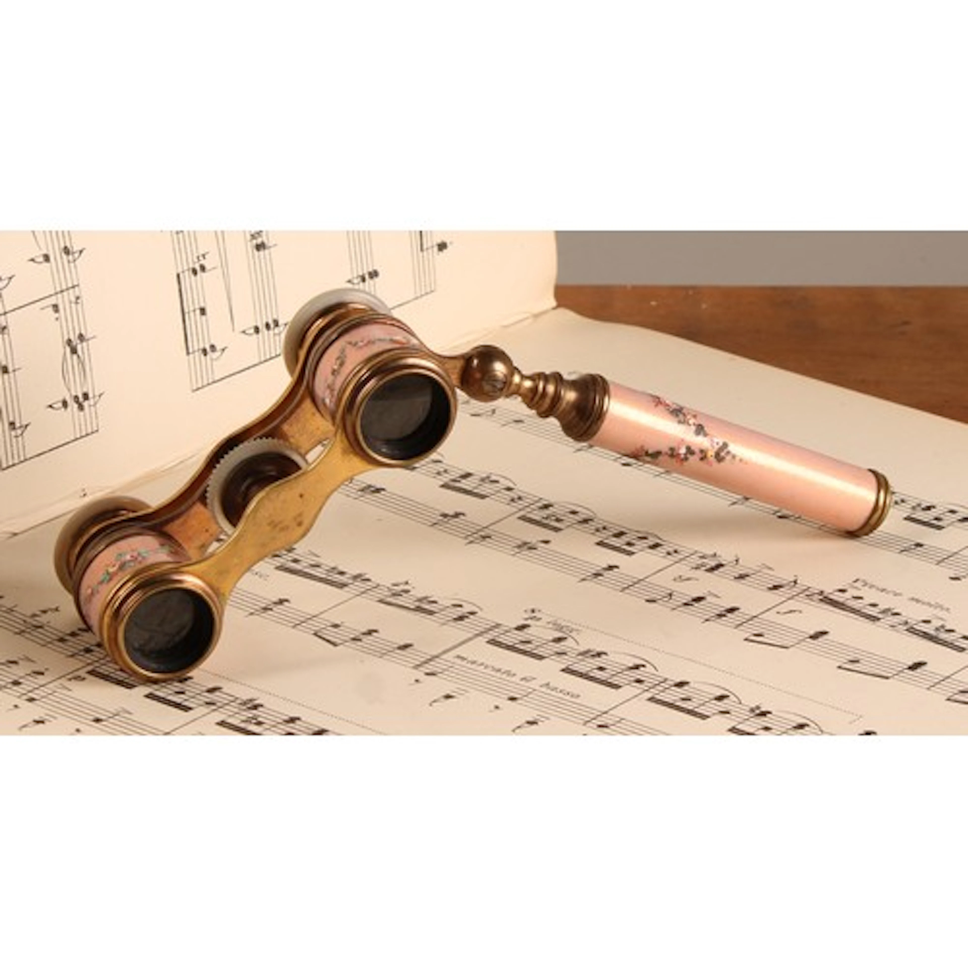 A pair of 19th century French lacquer opera glasses, in the ...