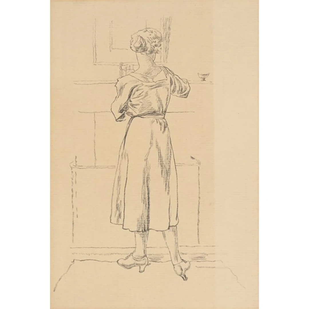 Rudolph Ihlee (British, 1883-1968), pencil study of a woman ...