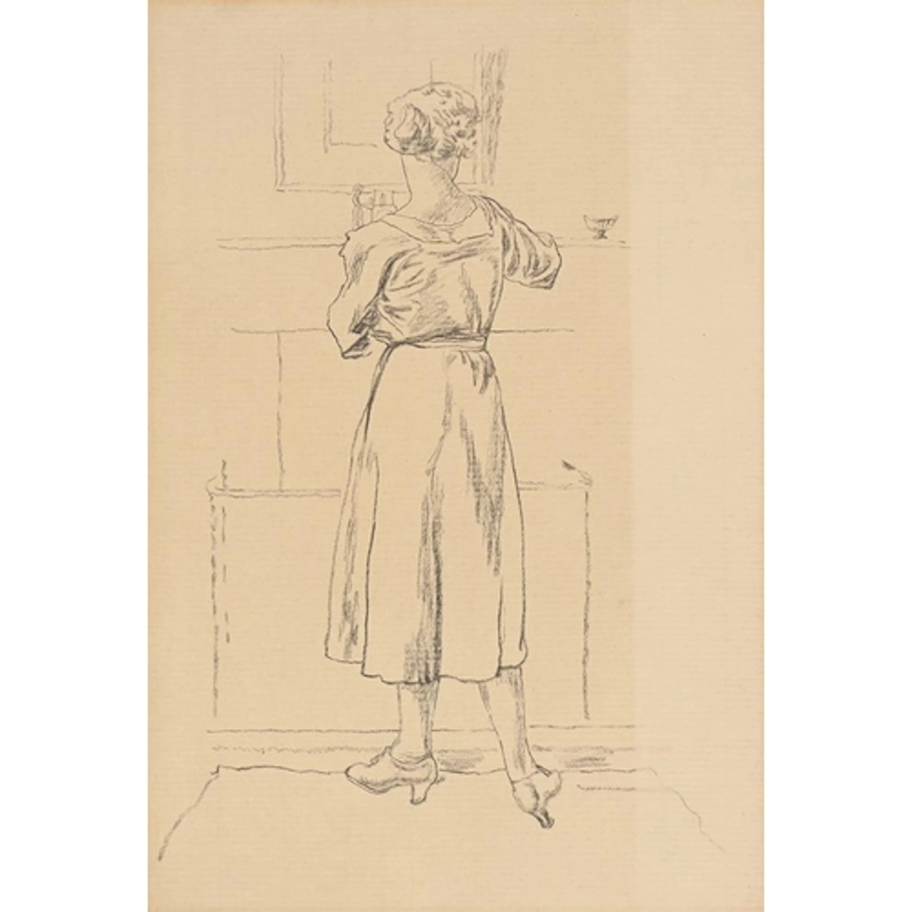 Rudolph Ihlee (British, 1883-1968), pencil study of a woman ...