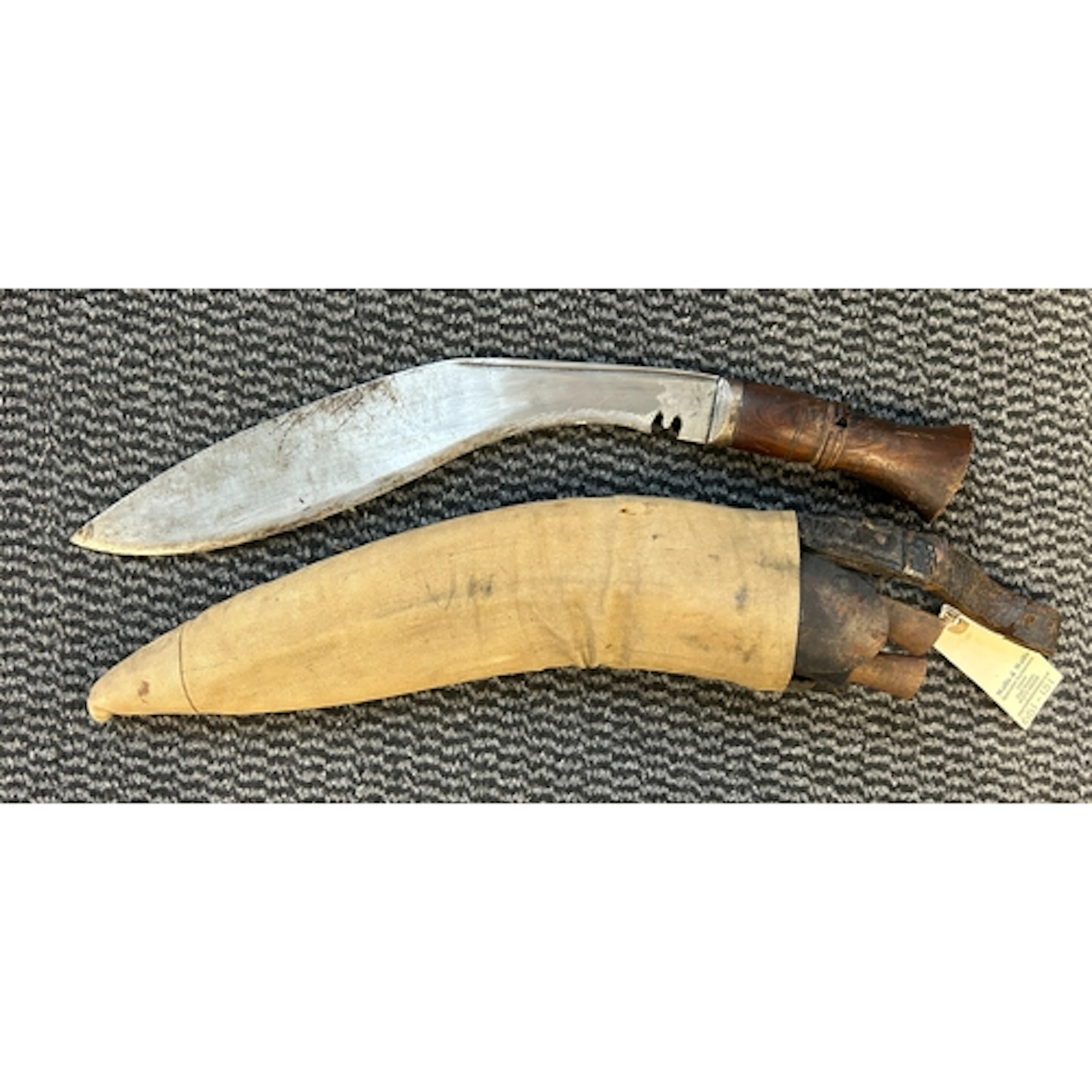 A military style kukri (unmarked), blade 12", plain wood gri...