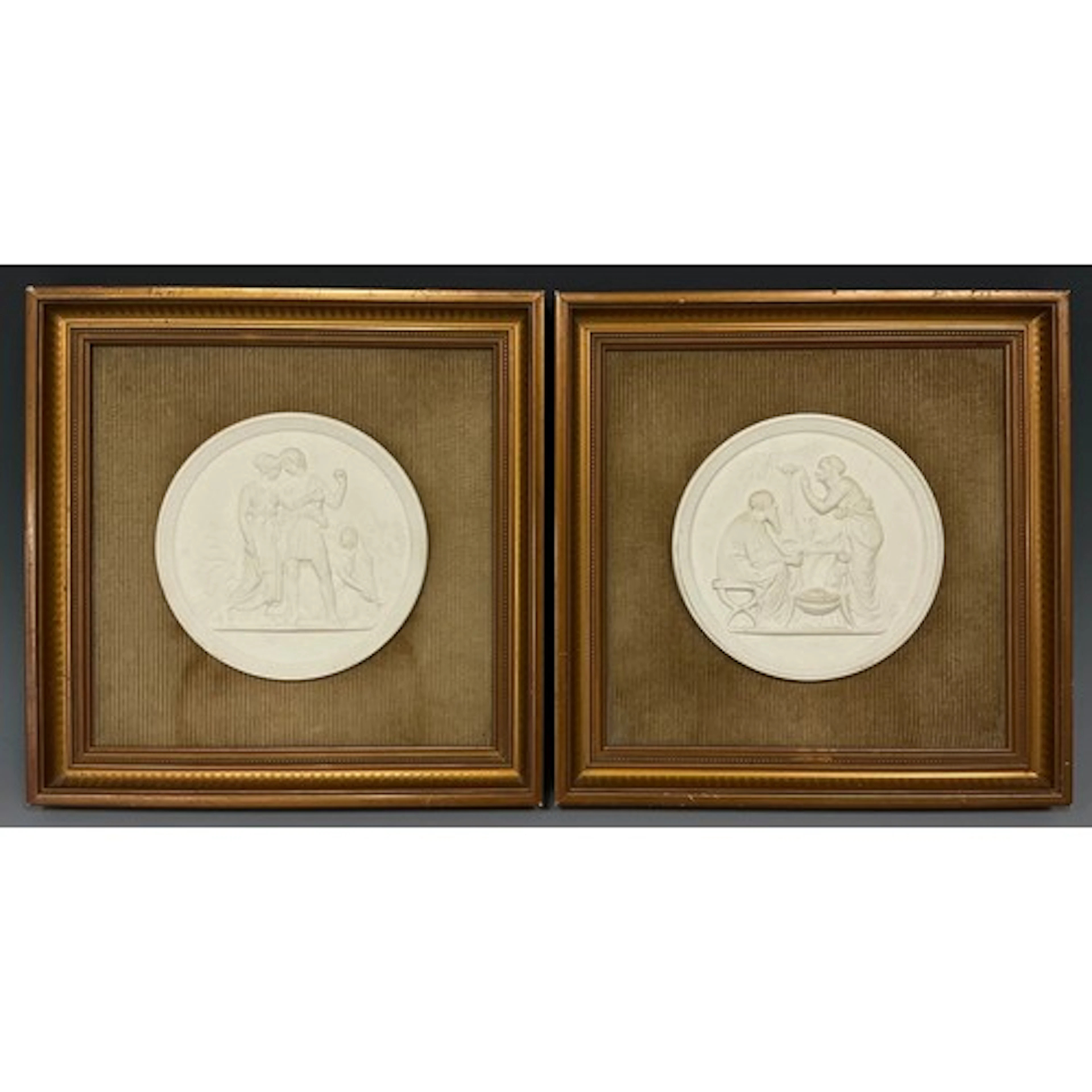 A pair of Royal Copenhagen Parian ware circular bas relief p...