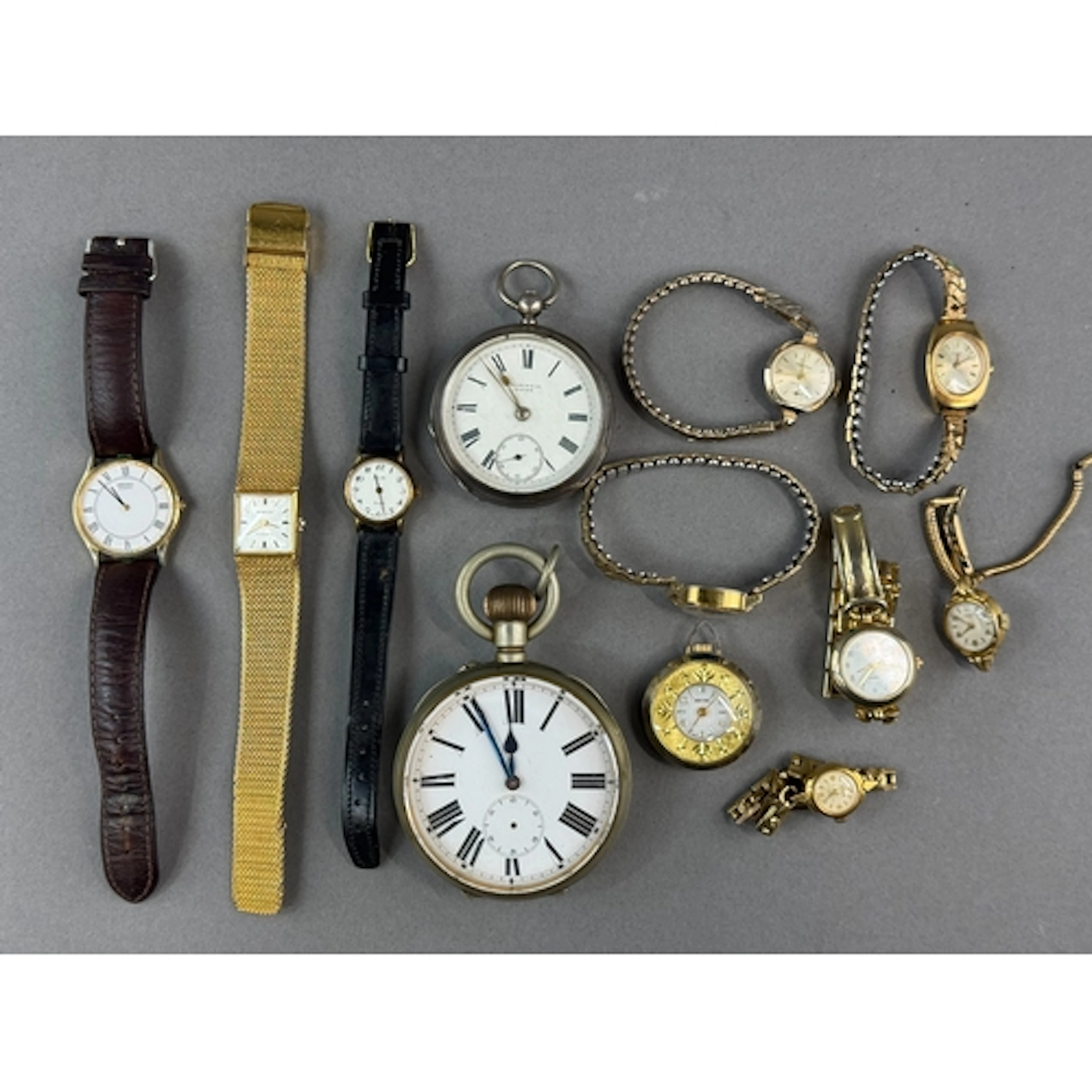 Watches: a silver cased open faced key wind pocket watch, Bi...