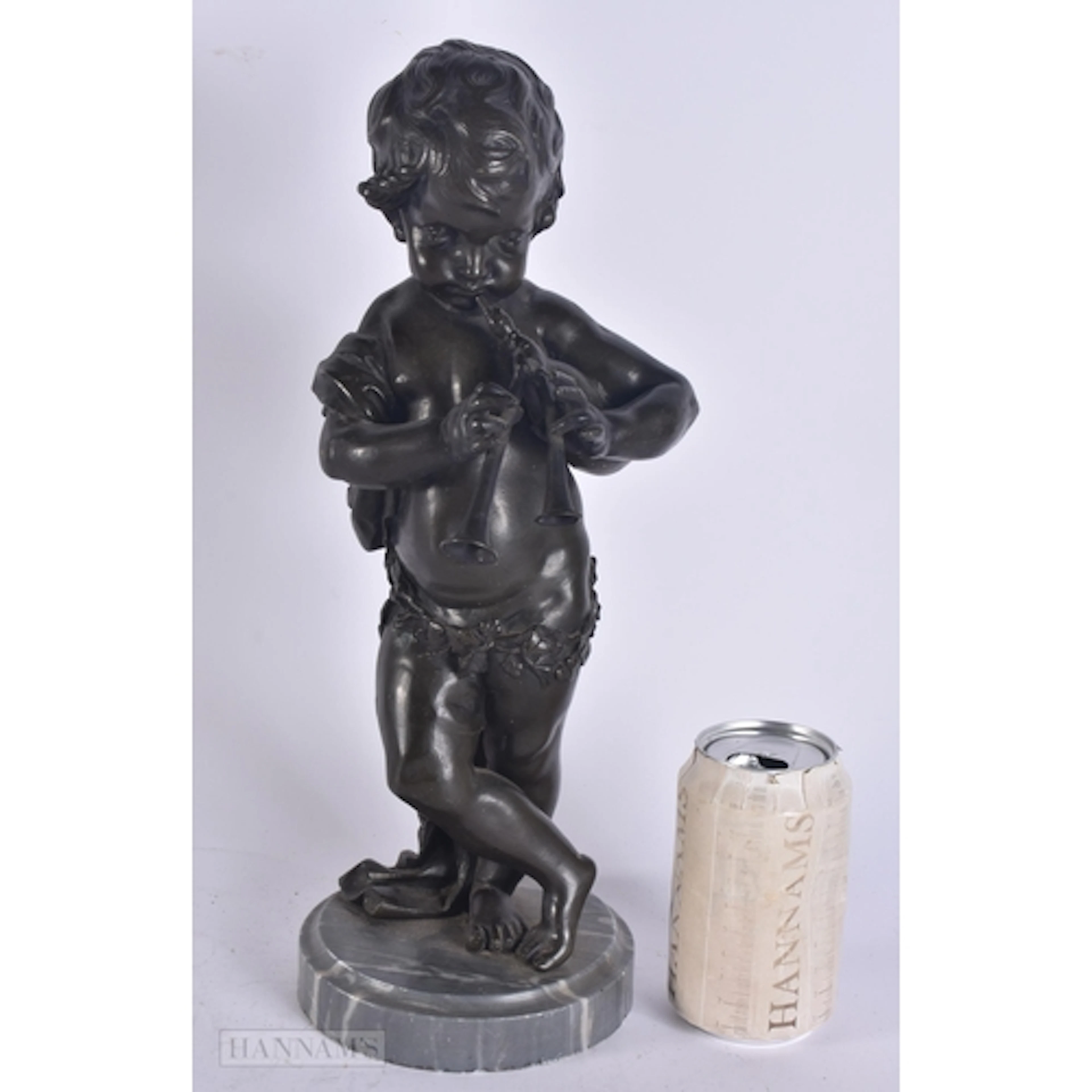 AN ANTIQUE FRENCH BRONZE FIGURE OF A BOY WITH FLUTE. 37 cm h...