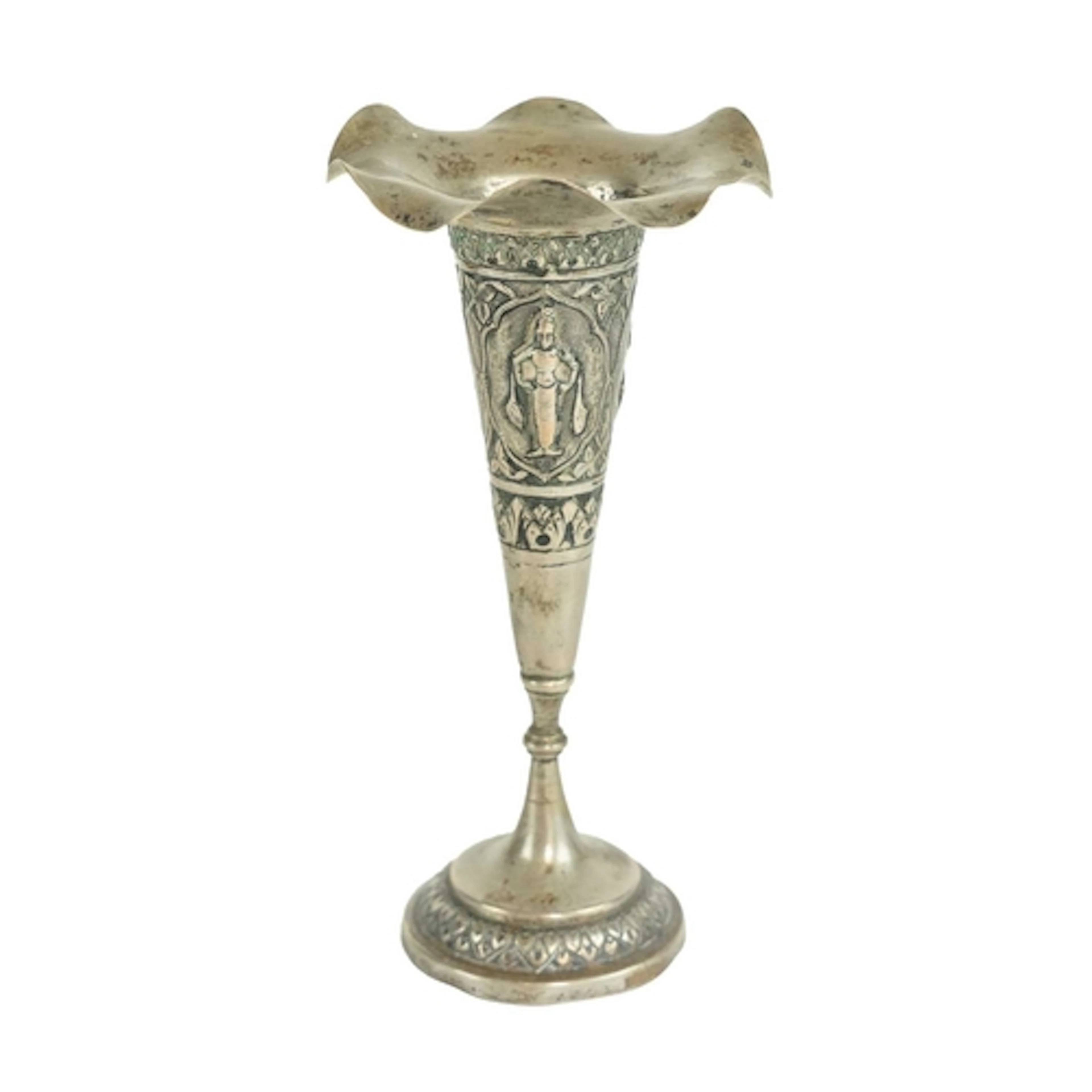 An Indian silver trumpet vase. Late 19th/early 20th century,...