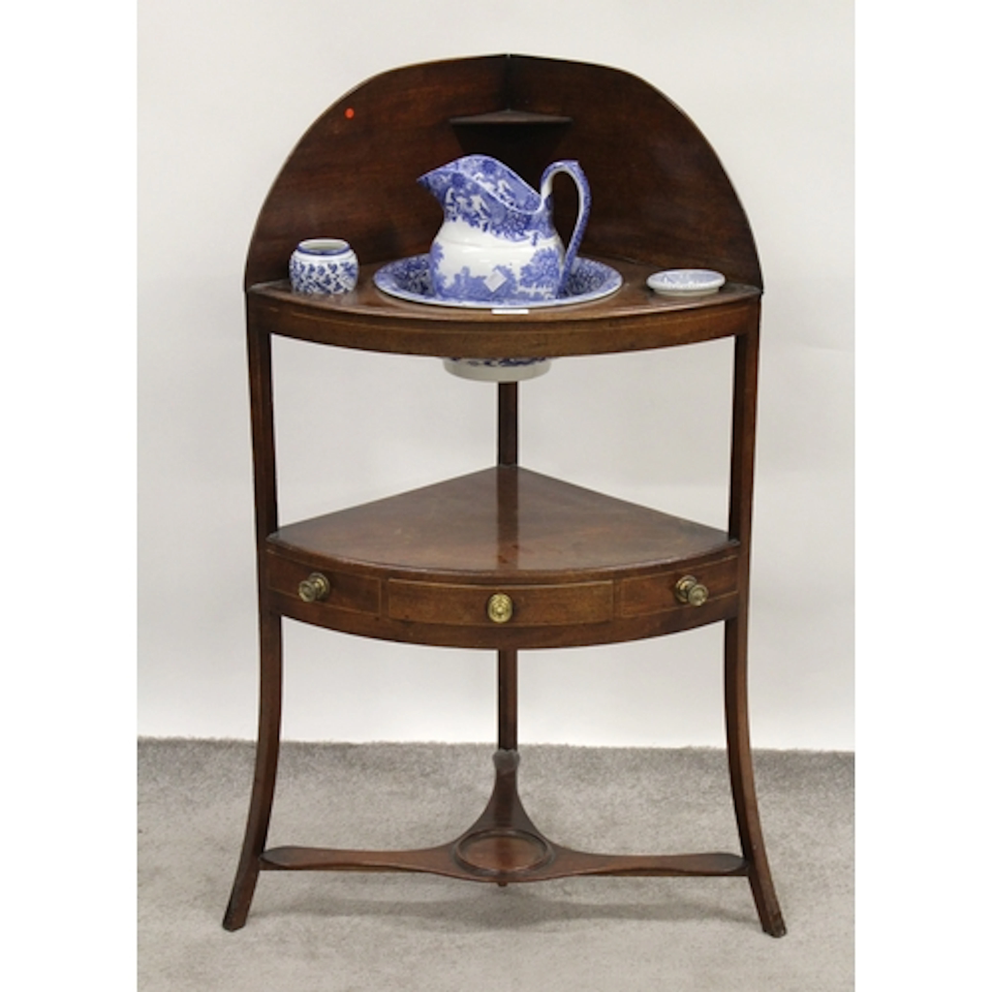 George III mahogany corner washstand with a Copeland Spode I...