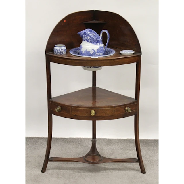 George III mahogany corner washstand with a Copeland Spode I...
