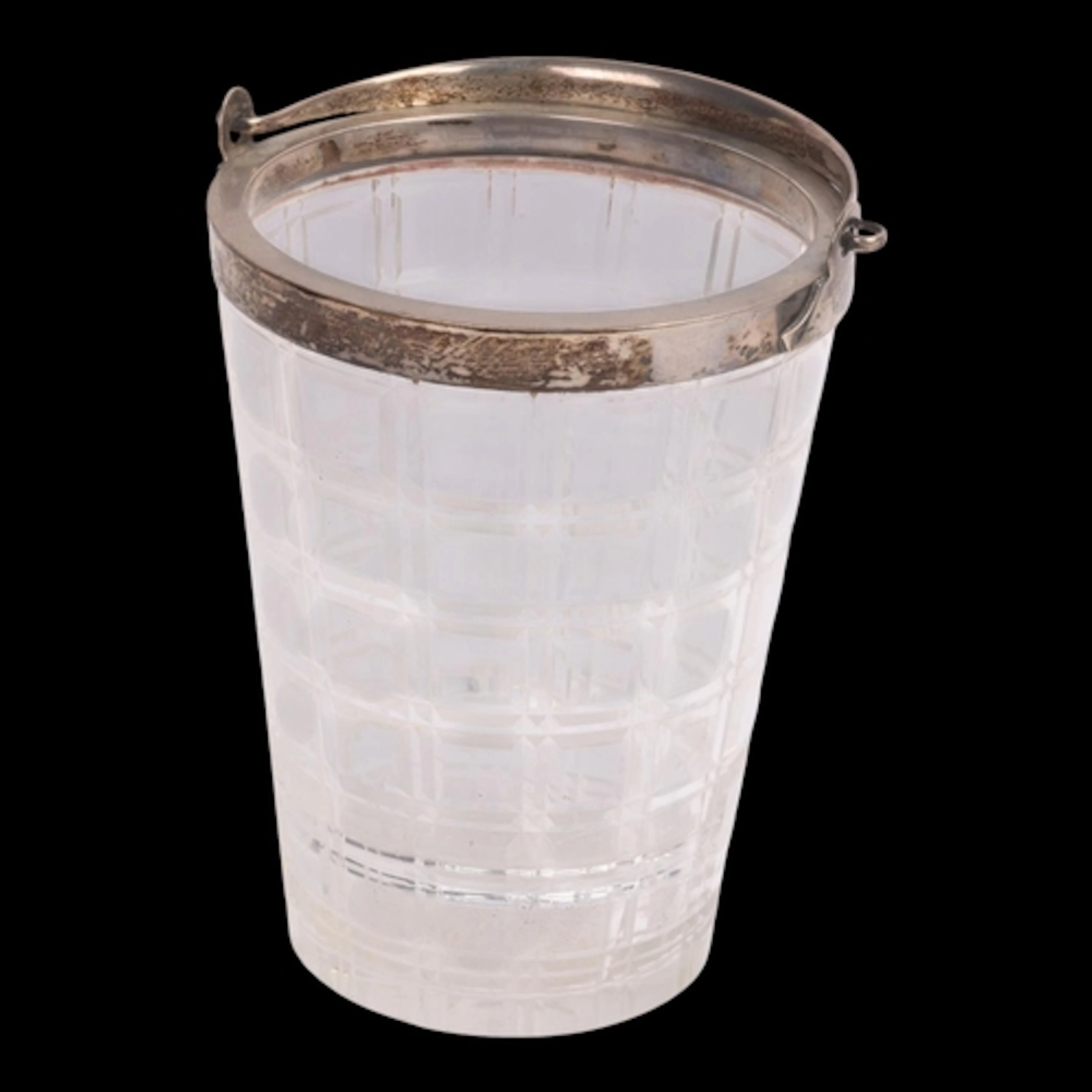 ASPREY - a George V silver-mounted glass ice bucket, Asprey ...