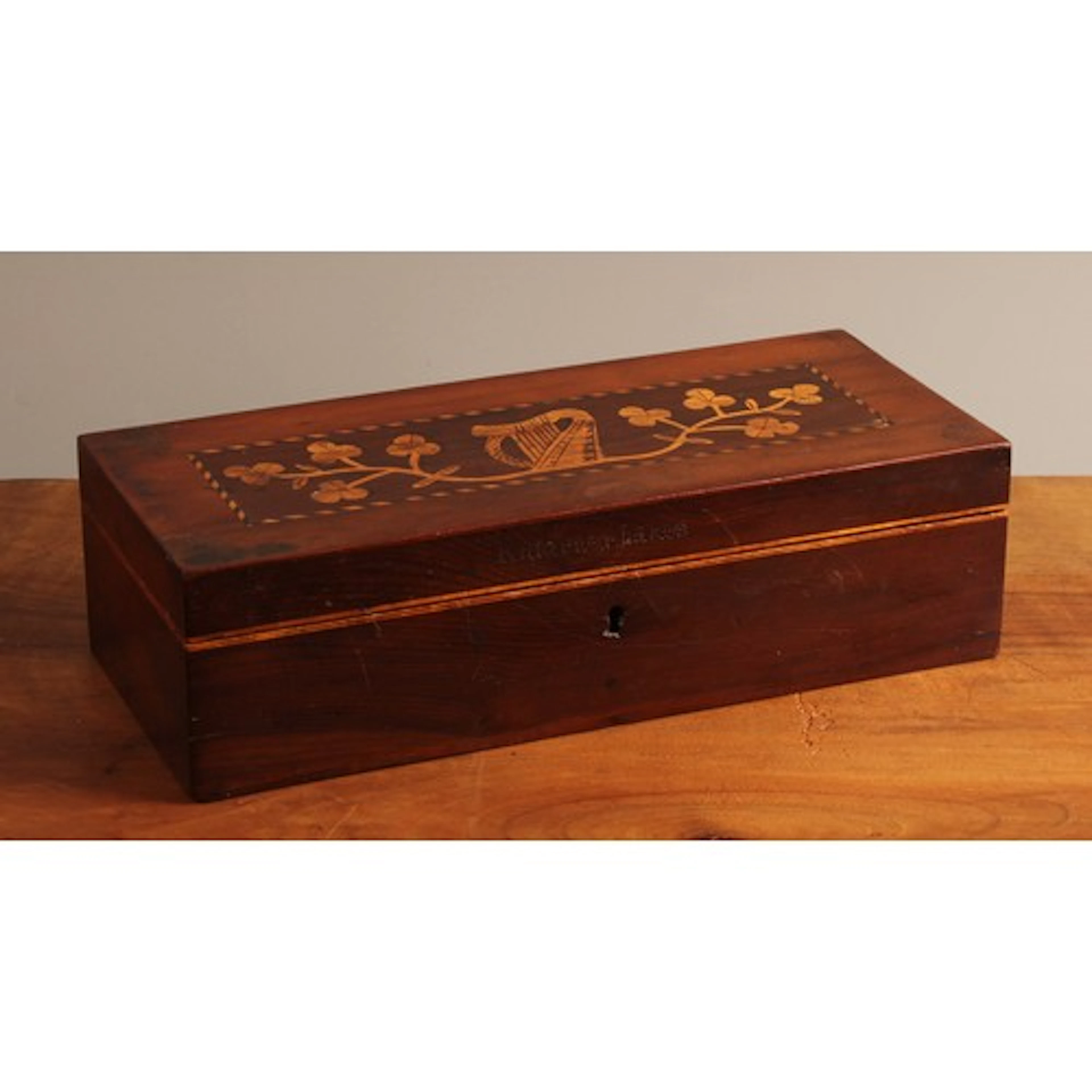 A 19th century Irish Killarney marquetry rectangular box, hi...