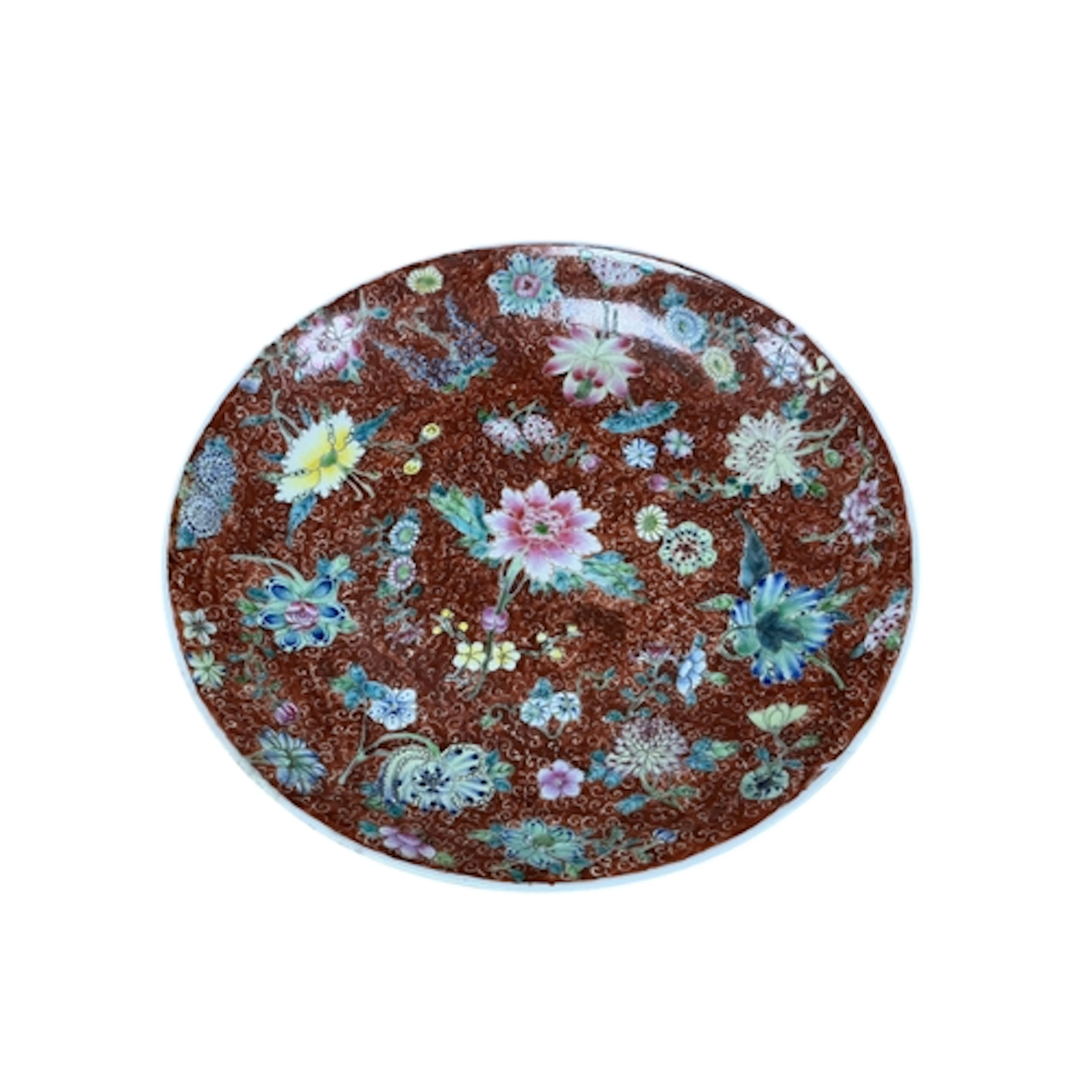 A Chinese floral enamelled porcelain dish, Republic period, ...