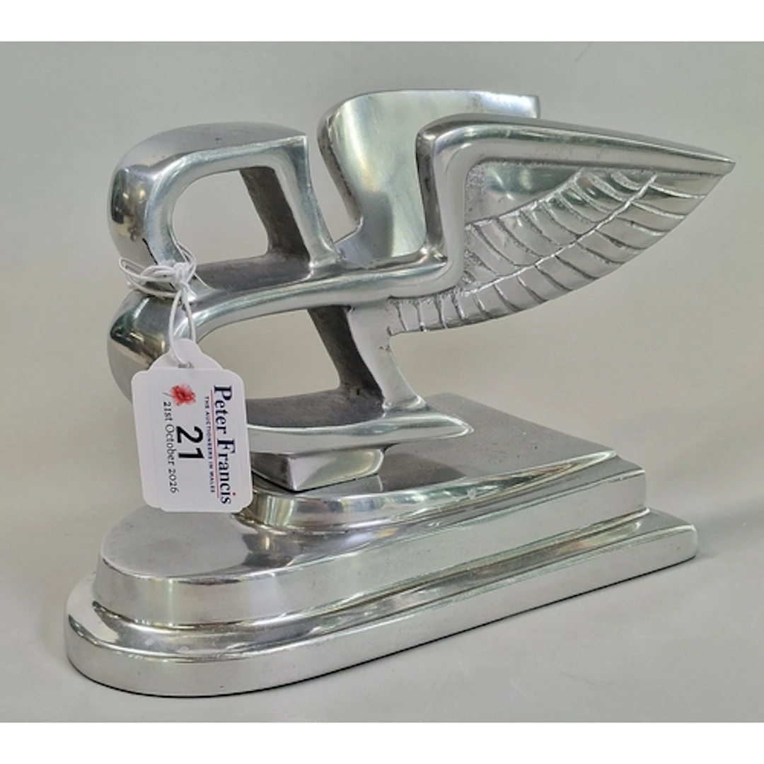 Chrome finish Bentley Flying B desk ornament or showroom dis...